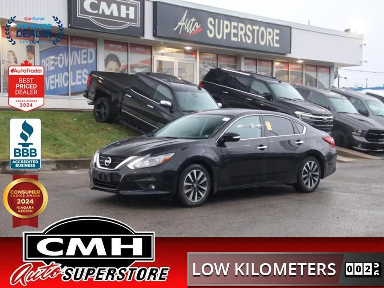 <b>ONLY 55,000 KMS !! REAR CAMERA, LANE KEEPING, LANE DEPARTURE, BLIND SPOT, ADAPTIVE CRUISE, CROSS TRAFFIC ALERT, SMART DEVICE INTEGRATION, BLUETOOTH, SUNROOF, LEATHER, POWER DRIVER SEAT, HEATED SEATS, HEATED STEERING WHEEL, BOSE AUDIO, 17-IN ALLOYS</b><br>  <br>CMH certifies that all vehicles meet DOUBLE the Ministry standards for Brakes and Tires<br><br> <br>    This  2017 Nissan Altima is for sale today. <br> <br>Accelerate your pulse with a captivating look. Turn heads with sleek, flowing lines. Take on the road with exceptional efficiency, and gain confidence through innovative safety technologies. Inside, youll find all the comforts you could ever want, but more important, the one thing you really need. A true sense of connection to whats possible. The 2017 Nissan Altima. Its time your ride kept up with your expectations. This low mileage  sedan has just 54,234 kms. Its  black in colour  . It has an automatic transmission and is powered by a  179HP 2.5L 4 Cylinder Engine. <br> <br> Our Altimas trim level is 2.5 SL. Enjoy premium features in this range-topping Altima SL Tech sedan. It comes with leather seats which are heated in front, a heated steering wheel, navigation, Bluetooth, SiriusXM, Bose nine-speaker premium audio, remote start, a rear view camera, intelligent cruise control, blind spot warning, forward collision warning with emergency braking, a power sunroof, and much more.<br> <br>To apply right now for financing use this link : <a href=https://www.cmhniagara.com/financing/ target=_blank>https://www.cmhniagara.com/financing/</a><br><br> <br/><br>Trade-ins are welcome! Financing available OAC ! Price INCLUDES a valid safety certificate! Price INCLUDES a 60-day limited warranty on all vehicles except classic or vintage cars. CMH is a Full Disclosure dealer with no hidden fees. We are a family-owned and operated business for over 30 years! o~o