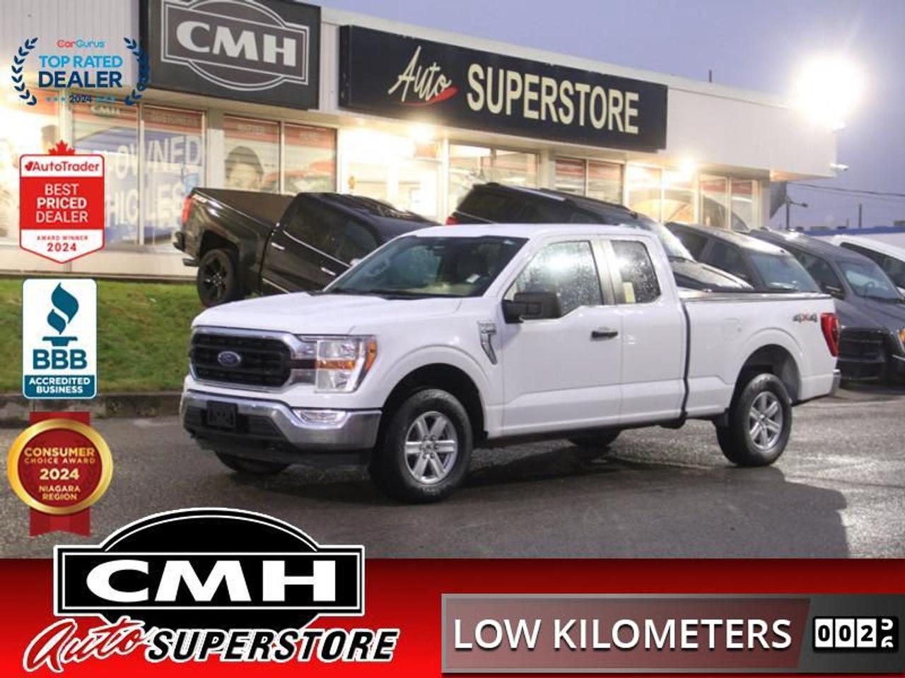 <b>ONLY 38,000 KMS !! 4X4 !! REAR CAMERA, PARKING SENSORS, LANE KEEPING, COLLISION SENSORS, BLIND SPOT, CROSS TRAFFIC ALERT, AUTO HIGH BEAM, APPLE CARPLAY, ANDROID AUTO, BLUETOOTH, STEERING WHEEL CONTROLS, CRUISE CONTROL, TONNEAU, BED LINER, 17-INCH ALLOYS</b><br>  <br>CMH certifies that all vehicles meet DOUBLE the Ministry standards for Brakes and Tires<br><br> <br>    This  2021 Ford F-150 is for sale today. <br> <br>The perfect truck for work or play, this versatile Ford F-150 gives you the power you need, the features you want, and the style you crave! With high-strength, military-grade aluminum construction, this F-150 cuts the weight without sacrificing toughness. The interior design is first class, with simple to read text, easy to push buttons and plenty of outward visibility. With productivity at the forefront of design, the 2021 F-150 makes use of every single component was built to get the job done right!This low mileage  Super Cab 4X4 pickup  has just 37,344 kms. Its  white in colour  and is major accident free based on the <a href=https://vhr.carfax.ca/?id=cwV09RoRxtePG4CezZz/CzdEeDiAkcwU target=_blank>CARFAX Report</a> . It has an automatic transmission and is powered by a  290HP 3.3L V6 Cylinder Engine. <br> <br> Our F-150s trim level is XLT. Upgrading to the class leader, this Ford F-150 XLT comes very well equipped with remote keyless entry and remote engine start, dynamic hitch assist, Ford Co-Pilot360 that features lane keep assist, pre-collision assist and automatic emergency braking. Enhanced features include aluminum wheels, chrome exterior accents, SYNC 3 with enhanced voice recognition, Apple CarPlay and Android Auto, FordPass Connect 4G LTE, steering wheel mounted cruise control, a powerful audio system, cargo box lights, power door locks and a rear view camera to help when backing out of a tight spot.<br> To view the original window sticker for this vehicle view this <a href=http://www.windowsticker.forddirect.com/windowsticker.pdf?vin=1FTEX1EB6MFA95281 target=_blank>http://www.windowsticker.forddirect.com/windowsticker.pdf?vin=1FTEX1EB6MFA95281</a>. <br/><br> <br>To apply right now for financing use this link : <a href=https://www.cmhniagara.com/financing/ target=_blank>https://www.cmhniagara.com/financing/</a><br><br> <br/><br>Trade-ins are welcome! Financing available OAC ! Price INCLUDES a valid safety certificate! Price INCLUDES a 60-day limited warranty on all vehicles except classic or vintage cars. CMH is a Full Disclosure dealer with no hidden fees. We are a family-owned and operated business for over 30 years! o~o