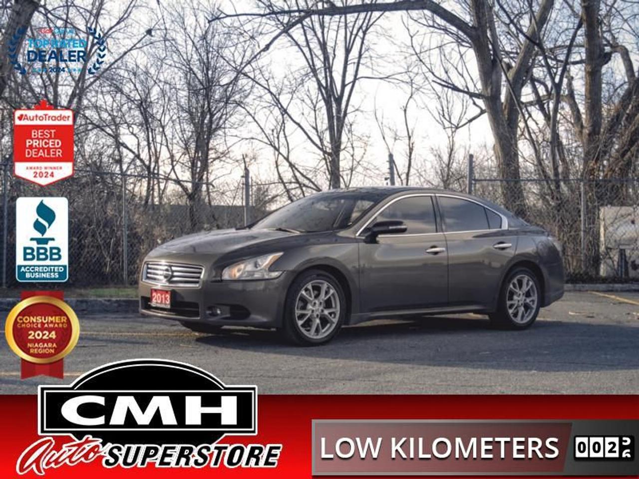 <b>SPECTACULAR CONDITION !! ONLY 73,000 KMS !! REAR CAMERA, BLUETOOTH, STEERING WHEEL CONTROLS, PADDLE SHIFTERS, PANO SUNROOF, POWER SEATS, HEATED SEATS, HEATED STEERING WHEEL, DUAL CLIMATE, POWER WINDOW SHADE, POWER ADJUSTABLE STEERING WHEEL, 18-INCH ALLOYS</b><br>  <br>CMH certifies that all vehicles meet DOUBLE the Ministry standards for Brakes and Tires<br><br> <br>    This  2013 Nissan Maxima is for sale today. <br> <br>This Nissan Maxima is more than just a sedan. Its a four-door sports car. Any full-size sedan can deliver a comfortable ride, but this Maxima gives you an exciting driving experience without sacrificing comfort and style like no other sedan on the road. Step inside the spacious interior and youll feel like youre in a much more expensive luxury car. From the impressive performance to the distinct style to the well-appointed interior, theres a lot to love in this Nissan Maxima. This low mileage  sedan has just 72,403 kms. Its  brown in colour  and is major accident free based on the <a href=https://vhr.carfax.ca/?id=Afr1dG9TWs7E+1KtXvvlTYHWUE1cEPjH target=_blank>CARFAX Report</a> . It has an automatic transmission and is powered by a  290HP 3.5L V6 Cylinder Engine. <br> <br>To apply right now for financing use this link : <a href=https://www.cmhniagara.com/financing/ target=_blank>https://www.cmhniagara.com/financing/</a><br><br> <br/><br>Trade-ins are welcome! Financing available OAC ! Price INCLUDES a valid safety certificate! Price INCLUDES a 60-day limited warranty on all vehicles except classic or vintage cars. CMH is a Full Disclosure dealer with no hidden fees. We are a family-owned and operated business for over 30 years! o~o