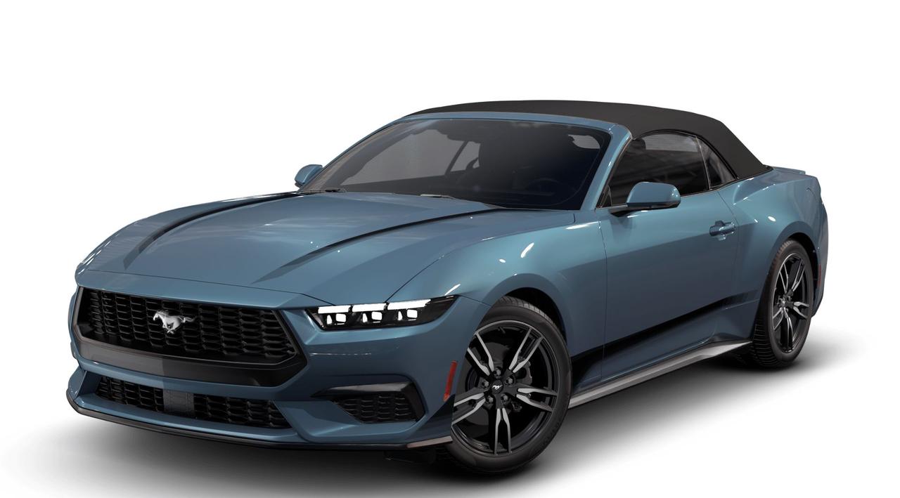 <p>Experience the thrill of the open road with the brand new 2025 Ford Mustang ECOBOOST PREMIUM Convertible, now available at Key West Ford! This iconic coupe, cloaked in a sleek Shadow Black exterior, is ready to turn heads and deliver an unforgettable driving experience. Feel the wind in your hair as you cruise with the power-retractable convertible top, revealing a stylish Black Onyx interior. The Mustangs legendary performance is enhanced by a responsive 2.3L EcoBoost engine paired with a smooth 10-speed automatic transmission, ensuring exhilarating acceleration and precise handling. This rear-wheel-drive beauty is more than just a car; its a statement.</p>
<p>Here are five features that will ignite your passion for driving:</p>
<ol>
<li><strong>Unleash the Beast:</strong> The 2.3L EcoBoost engine roars to life with a satisfying growl, delivering a thrilling blend of power and efficiency that will leave you craving more.</li>
<li><strong>Convertible Freedom:</strong> With the touch of a button, transform your driving experience from enclosed comfort to open-air exhilaration. Feel the sun on your skin and the wind in your hair as you embrace the ultimate freedom of the road.</li>
<li><strong>Head-Turning Style:</strong> The Shadow Black exterior, complemented by the Grey Scale Opacity Fade Side and Hood Stripes and 19" Machined-Face Aluminum wheels, exudes confidence and sophistication, ensuring you make a lasting impression wherever you go.</li>
<li><strong>Premium Comfort:</strong> Sink into the ActiveX Climate-Controlled Bucket Seats, designed to keep you cool and comfortable no matter the weather. With power lumbar support and heated/cooled functionality, every drive is a luxurious experience.</li>
<li><strong>Smart Technology:</strong> Stay connected and in control with FordPass Connect, offering a mobile hotspot, smart device integration, and a suite of advanced safety features like Automatic Emergency Braking and Cross-Traffic Alert.</li>
</ol>
<p><strong><em>Powered by AutoIntelligence™</em></strong>
Vehicle information has been generated using artificial intelligence and is provided for informational purposes only. While efforts are made to ensure accuracy, please confirm all details directly with the dealer.</p>
<p>Advertised pricing is net of applicable Ford incentives, which eligibility may vary. Financing offers are available on approved credit; total cash back amounts will be added to the finance contract. Pricing may include non-combinable offers and may not be compatible with Ford subvented interest rates. Government rebates are taxable and applied as a post-tax down payment, not as a discount on the vehicles price. All promotions are subject to terms and conditions. New vehicle pricing excludes the following fees: $699 Documentation Fee, $349 Registration and Insurance Transfer Fee, and $695 Finance Administration Fee (if financing) and applicable levies and taxes. See Key West Ford for complete details. Dealer #7485</p>