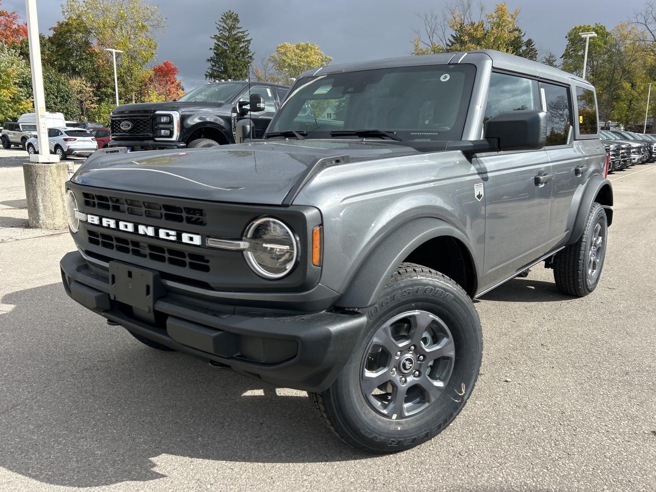 Navigation,  Aluminum Wheels,  Off-Road Suspension,  Apple CarPlay,  Android Auto!           Why Buy From Winegard Ford?   * No Administration fees  * No Additional Charges for Factory Orders  * 100 Point Inspection on All Used Vehicles  * Full Tank of Fuel with Every New or Used Vehicle Purchase  * Licensed Ford Accessories Available  *  Window Tinting Available  * Custom Truck Lift and Leveling Packages Available          Want an SUV that can genuinely do it all and look good while at it? Look no further than this 2025 Ford Bronco!      With a nostalgia-inducing design along with remarkable on-road driving manners with supreme off-road capability, this 2025 Ford Bronco is indeed a jack of all trades and masters every one of them. Durable build materials and functional engineering coupled with modern day infotainment and driver assistive features ensure that this iconic vehicle takes on whatever you can throw at it.      This carbonized grey metallic SUV  has an automatic transmission and is powered by a  2.3L I4 engine.      Our Broncos trim level is Big Bend. This Bronco Big Bend comes with unique aluminum wheels with a full-size spare, front fog lamps and a leather-wrapped steering wheel, in addition to fantastic standard features such as off-roading suspension, a comprehensive terrain management system with switchable drive modes, a manual targa composite 1st row sunroof, a manual convertible hard top with fixed rollover protection, a flip-up rear window, LED headlights with automatic high beams, and proximity keyless entry with push button start. Connectivity is handled by an 12-inch LCD screen powered by SYNC 4 with Navigation, wireless Apple CarPlay and Android Auto, with SiriusXM satellite radio. Additional features include towing equipment including trailer sway control, pre-collision assist with pedestrian detection, forward collision mitigation, a rearview camera, and even more. This vehicle has been upgraded with the following features: Navigation,  Aluminum Wheels,  Off-road Suspension,  Apple Carplay,  Android Auto,  Forward Collision Alert,  Rear Camera.       View the original window sticker for this vehicle with this url http://www.windowsticker.forddirect.com/windowsticker.pdf?vin=1FMDE7BH5SLB39441.     To apply right now for financing use this link : http://www.winegardford.com/financing/application.htm         Weve discounted this vehicle $1500. Total  rebate of $4500 is reflected in the price.   5.99% financing for 84 months.    Buy this vehicle now for the lowest bi-weekly payment of $414.93 with $0 down for 84 months @ 5.99% APR O.A.C. ( taxes included, $22 documentation fee   / Total cost of borrowing $13890   ).  Incentives expire 2025-12-10.  See dealer for details.       o~o