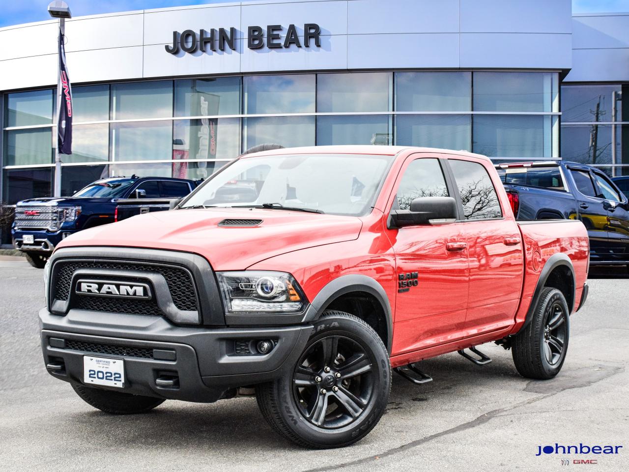 2022 Ram 1500 Classic Warlock      *REMOTE START*, *NAVIGATION*, *BACK-UP CAMERA*, *NOT A RENTAL*, *LOCAL TRADE*, *GM FACTORY CERTIFIED*, *MARKET VALUE PRICING*, *ONE OWNER*.      Pentastar 3.6L V6 VVT 8-Speed Automatic 4WD  Odometer is 30190 kilometers below market average!    Certified. Certification Program Details: * 4.99% APR Financing on Select Models for 24mo* of PreOwned Vehicles * 3-month or 5,000 kilometres Comprehensive Limited Warranty Coverage * 24/7 Roadside Assistance * CARFAX® Vehicle History Report Sirius XM 3 months prepaid service * 150-Point Inspection * 30 Days or 2,500 kilometres exchange privilege SEE DEALER FOR ADDITIONAL DETAILS      John Bear Buick GMC offers many automotive products and services. When you visit our store, what you can expect is quality both in our selection of pre-owned vehicles and from our world-class sales team. We offer Market Based Pricing with some of the best value in the Niagara region.