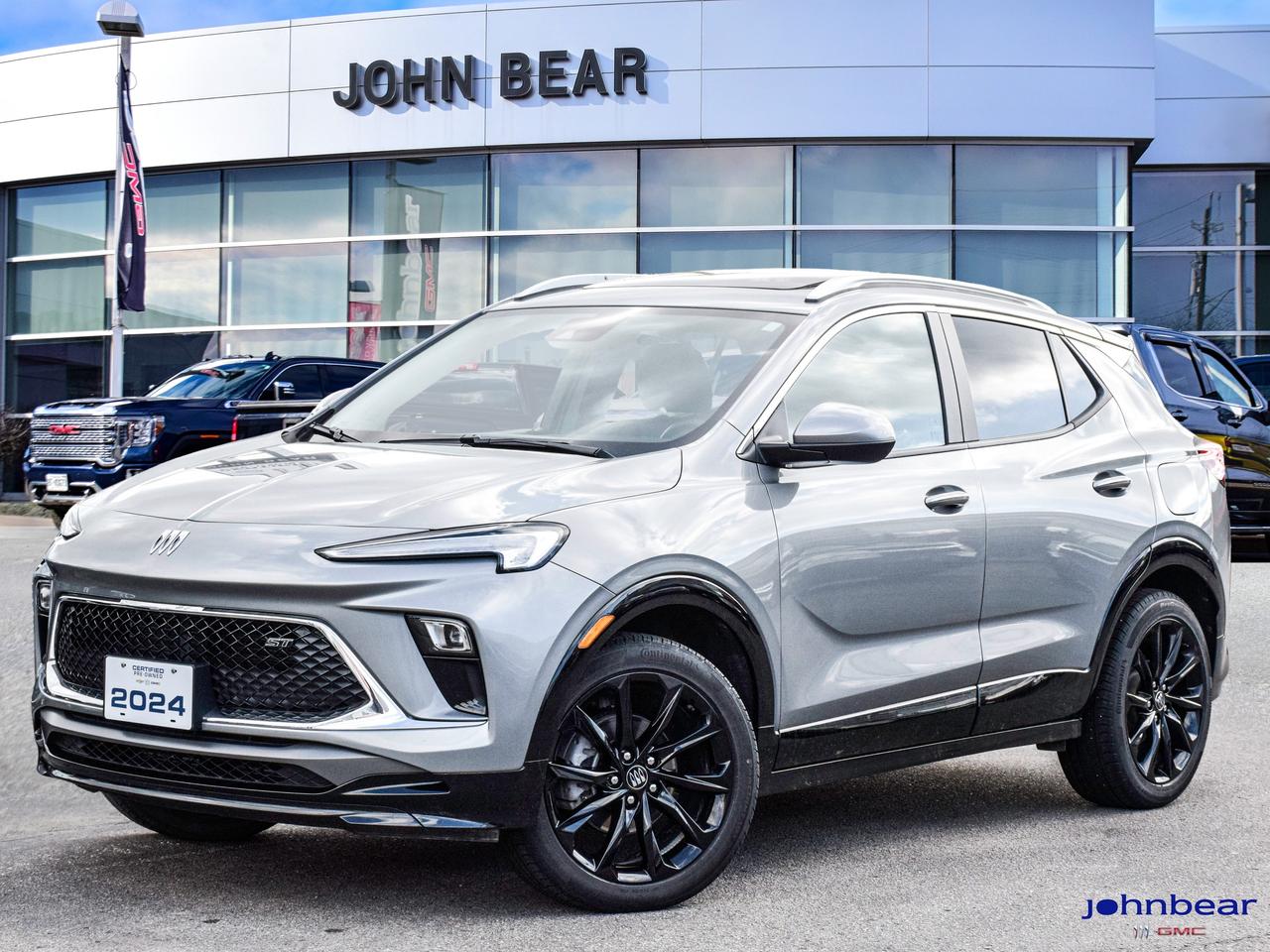 2024 Buick Encore GX Sport Touring      *REMOTE START*, *LEATHER*, *PANORAMIC ROOF*, *SUNROOF*, *BACK-UP CAMERA*, *NOT A RENTAL*, *LOCAL TRADE*, *GM FACTORY CERTIFIED*, *MOONROOF*, *MARKET VALUE PRICING*, *ONE OWNER*, *CLEAN CARFAX REPORT*.      ECOTEC 1.3L Turbo 9-Speed Automatic AWD      Certified. Certification Program Details: * 4.99% APR Financing on Select Models for 24mo* of PreOwned Vehicles * 3-month or 5,000 kilometres Comprehensive Limited Warranty Coverage * 24/7 Roadside Assistance * CARFAX® Vehicle History Report Sirius XM 3 months prepaid service * 150-Point Inspection * 30 Days or 2,500 kilometres exchange privilege SEE DEALER FOR ADDITIONAL DETAILS      John Bear Buick GMC offers many automotive products and services. When you visit our store, what you can expect is quality both in our selection of pre-owned vehicles and from our world-class sales team. We offer Market Based Pricing with some of the best value in the Niagara region.