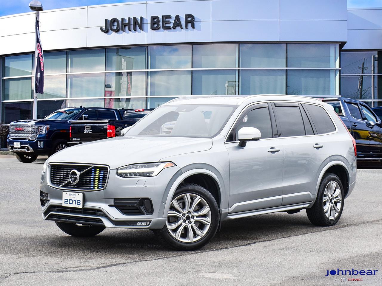 2018 Volvo XC90 T6 R-Design      *LEATHER*, *NAVIGATION*, *SUNROOF*, *BACK-UP CAMERA*, *NOT A RENTAL*, *LOCAL TRADE*, *GM FACTORY CERTIFIED*, *MOONROOF*, *MARKET VALUE PRICING*, AWD, Charcoal w/Nappa Leather Seating Surfaces w/Charcoal Interior.      Recent Arrival!    I4 Supercharged Automatic with Geartronic AWD      Certified. Certification Program Details: * 3.99% APR Financing on Select Models for 24mo* of PreOwned Vehicles * 3-month or 5,000 kilometres Comprehensive Limited Warranty Coverage * 24/7 Roadside Assistance * CARFAX® Vehicle History Report Sirius XM 3 months prepaid service * 150-Point Inspection * 30 Days or 2,500 kilometres exchange privilege SEE DEALER FOR ADDITIONAL DETAILS    Awards:    * autoTRADER Top Picks Top Luxury SUV   * autoTRADER Top Picks Top Pick Overall    Reviews:    * Most owners rave about the XC90s uniquely understated and elegant design, both inside and out. A commanding driving position and relatively generous on-board space are also noted. The high-performing lighting system is a feature favourite among many owners, as is the optional stereo system upgrade, which is a must-have for audiophiles. A peaceful drive helps round out the package, and owners of T8-powered models report eight-cylinder performance and four-cylinder fuel consumption. Source: autoTRADER.ca      John Bear Buick GMC offers many automotive products and services. When you visit our store, what you can expect is quality both in our selection of pre-owned vehicles and from our world-class sales team. We offer Market Based Pricing with some of the best value in the Niagara region.
