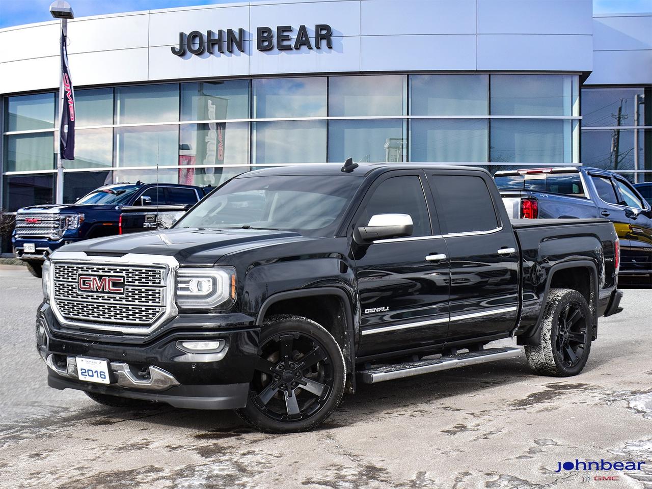 2016 GMC Sierra 1500 Denali      *REMOTE START*, *LEATHER*, *NAVIGATION*, *SUNROOF*, *BACK-UP CAMERA*, *LOCAL TRADE*, *MOONROOF*, *MARKET VALUE PRICING*, 22 BLACK ALLOY WHEELS, 8-Speed Automatic with Overdrive, 4WD, Cocoa/Dune w/Leather Appointed Seat Trim.      Recent Arrival!    EcoTec3 6.2L V8 8-Speed Automatic with Overdrive 4WD      Certified. Certification Program Details: 30 Days on Safety Related Items.      John Bear Buick GMC offers many automotive products and services. When you visit our store, what you can expect is quality both in our selection of pre-owned vehicles and from our world-class sales team. We offer Market Based Pricing with some of the best value in the Niagara region.