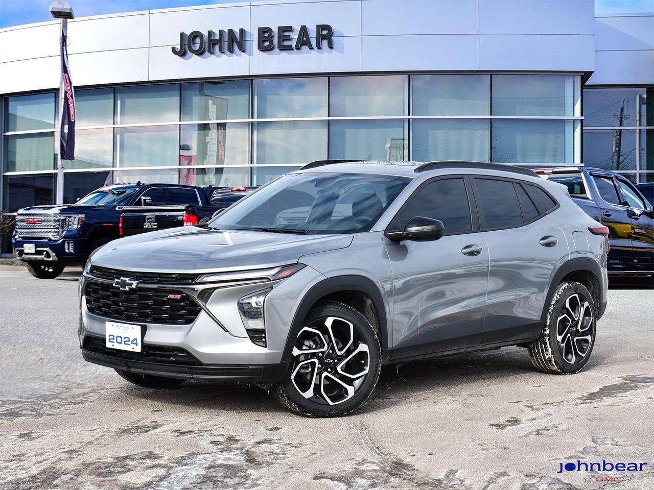 2024 Chevrolet Trax 2RS      *REMOTE START*, *SUNROOF*, *BACK-UP CAMERA*, *NOT A RENTAL*, *LOCAL TRADE*, *GM FACTORY CERTIFIED*, *MOONROOF*, *MARKET VALUE PRICING*, *ONE OWNER*, *CLEAN CARFAX REPORT*, *LANE DEPARTURE WARNING*, CHEVY SAFETY ASSIST PKG..      1.2L Ecotec Turbo DOHC DI w/VVT 6-Speed Automatic FWD      Certified. Certification Program Details: * 3.99% APR Financing on Select Models for 24mo* of PreOwned Vehicles * 3-month or 5,000 kilometres Comprehensive Limited Warranty Coverage * 24/7 Roadside Assistance * CARFAX® Vehicle History Report Sirius XM 3 months prepaid service * 150-Point Inspection * 30 Days or 2,500 kilometres exchange privilege SEE DEALER FOR ADDITIONAL DETAILS    Awards:    * Car and Driver Canada 10 Best      John Bear Buick GMC offers many automotive products and services. When you visit our store, what you can expect is quality both in our selection of pre-owned vehicles and from our world-class sales team. We offer Market Based Pricing with some of the best value in the Niagara region.