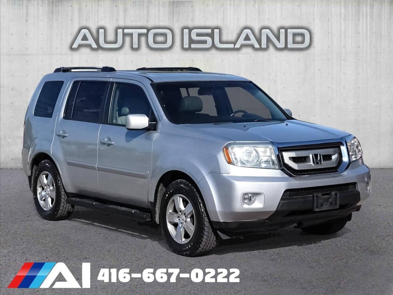 DEALER SERVICED, LEATHER INTERIOR, SUNROOF, HEATED SEATS, POWER SEAT, BACKUP CAMERA, 4WD. This 2011 Honda Pilot EX-L 4WD is a spacious, capable SUV that’s been properly maintained and is built to handle family duty or weekend trips with ease. The EX-L trim adds leather seating, a power sunroof, and heated front seats for extra comfort, while the 4WD system gives you confidence in all seasons. Smooth, practical, and well cared for, this Pilot is a dependable choice if you need room, comfort, and proven Honda reliability.    Auto Island Inc., North York  2555 Steeles Ave. West    www.autoislandinc.com     4.7 Google Rating and over 150 vehicles in stock, with more arriving daily! We take pride in offering top-quality vehicles and exceptional service. Our full-service mechanical shop is ready for all your maintenance needs, and every vehicle is professionally detailed and inspected – buy with confidence!    Payments as low as $0 down, up to 84 months, OAC. Good credit, bad credit, new credit? No problem – everyone’s approved! Easy online credit application available . Rates starting at 6.95% OAC – please call for details.    Please note: All prices are plus applicable taxes (HST) and licensing. No hidden surprises—just great vehicles and transparent deals. Certification is available for an additional $899. Without certification, as per OMVIC regulations, the vehicle is not drivable, not E-tested, and not certified.    Proudly serving the GTA and beyond: Peel, Halton, Brampton, Toronto, Burlington, Milton, Mississauga, Hamilton, Cambridge, London, Kitchener, Guelph, Orangeville, Newmarket, Barrie, Markham, Bolton, Caledon, Vaughan, Woodbridge, Etobicoke, Oakville, and more.    We carry all makes and models, including Mercedes, BMW, Audi, Jaguar, VW, Maserati, Porsche, Land Rover, Range Rover, Chrysler, Jeep, Honda, Toyota, Lexus, Infiniti, Acura, and more.