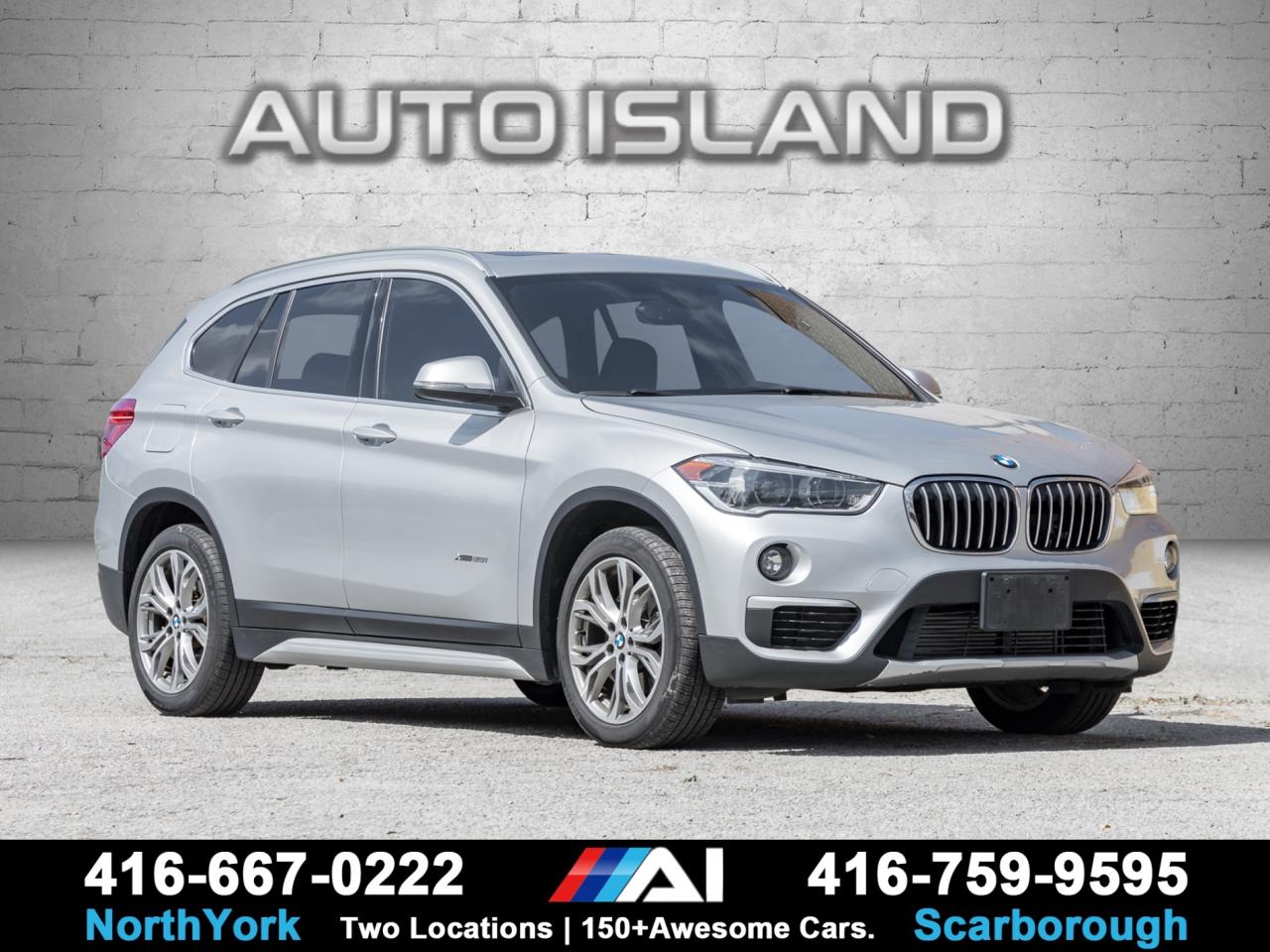 DE ALER SERVICED, PREMIUM PACKAGE, PANO ROOF, HEATED SEATS, NAVIGATION, POWER & MEMORY SEATS, XDRIVE AWD, BACKUP CAM, LED HEADLIGHTS, ALLOY WHEELS     This dealer-serviced 2018 BMW X1 xDrive28i combines luxury, versatility, and confidence-inspiring all-wheel drive. Equipped with the sought-after Premium Package, this X1 offers upscale touches and advanced technology for a truly refined experience.        Auto Island Inc., North York  2555 Steeles Ave. West    www.autoislandinc.com     4.7 Google Rating and over 150 vehicles in stock, with more arriving daily! We take pride in offering top-quality vehicles and exceptional service. Our full-service mechanical shop is ready for all your maintenance needs, and every vehicle is professionally detailed and inspected – buy with confidence!    Payments as low as $0 down, up to 84 months, OAC. Good credit, bad credit, new credit? No problem – everyone’s approved! Easy online credit application available . Rates starting at 6.95% OAC – please call for details.    Please note: All prices are plus applicable taxes (HST) and licensing. No hidden surprises—just great vehicles and transparent deals. Certification is available for an additional $899. Without certification, as per OMVIC regulations, the vehicle is not drivable, not E-tested, and not certified.    Proudly serving the GTA and beyond: Peel, Halton, Brampton, Toronto, Burlington, Milton, Mississauga, Hamilton, Cambridge, London, Kitchener, Guelph, Orangeville, Newmarket, Barrie, Markham, Bolton, Caledon, Vaughan, Woodbridge, Etobicoke, Oakville, and more.    We carry all makes and models, including Mercedes, BMW, Audi, Jaguar, VW, Maserati, Porsche, Land Rover, Range Rover, Chrysler, Jeep, Honda, Toyota, Lexus, Infiniti, Acura, and more.