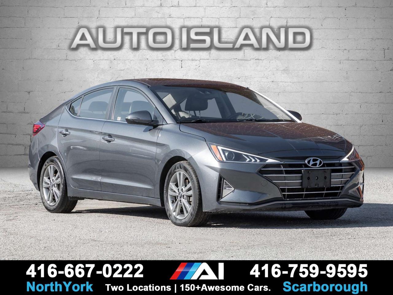 VERY WELL SERVICED AND RECORDS, LEATHER, SUNROOF, HEATED SEATS, HEATED STEERING WHEEL, APPLE CARPLAY/ANDROID AUTO, BACKUP CAMERA, BLIND SPOT MONITORING, PUSH BUTTON START, ALLOY WHEELS.<br><br>This 2020 Hyundai Elantra Luxury is a nicely equipped and fully serviced sedan that brings together comfort, tech, and everyday practicality in a sharp-looking package. The Luxury trim adds the features people actually want, including leather seating, a sunroof, heated front seats, and a heated steering wheel for year-round comfort. You also get Apple CarPlay and Android Auto, a backup camera, and blind spot monitoring, making it easy to stay connected and confident behind the wheel. Smooth to drive, fuel efficient, and well-rounded overall, this Elantra is a great fit for commuting, daily driving, or anyone looking for a compact sedan that feels a little more upscale.<br><br> <br><br>Auto Island Inc., North York<br>2555 Steeles Ave. West<br><br>www.autoislandinc.com <br><br>4.7 Google Rating and over 150 vehicles in stock, with more arriving daily! We take pride in offering top-quality vehicles and exceptional service. Our full-service mechanical shop is ready for all your maintenance needs, and every vehicle is professionally detailed and inspected  buy with confidence!<br><br>Payments as low as $0 down, up to 84 months, OAC. Good credit, bad credit, new credit? No problem  everyones approved! Easy online credit application available . Rates starting at 6.95% OAC  please call for details.<br><br>Please note: All prices are plus applicable taxes (HST) and licensing. No hidden surprisesjust great vehicles and transparent deals. Certification is available for an additional $899. Without certification, as per OMVIC regulations, the vehicle is not drivable, not E-tested, and not certified.<br><br>Proudly serving the GTA and beyond: Peel, Halton, Brampton, Toronto, Burlington, Milton, Mississauga, Hamilton, Cambridge, London, Kitchener, Guelph, Orangeville, Newmarket, Barrie, Markham, Bolton, Caledon, Vaughan, Woodbridge, Etobicoke, Oakville, and more.<br><br>We carry all makes and models, including Mercedes, BMW, Audi, Jaguar, VW, Maserati, Porsche, Land Rover, Range Rover, Chrysler, Jeep, Honda, Toyota, Lexus, Infiniti, Acura, and more.<br><br> <br><br><br><br><br><br> <br><br><br><br><br><br><br><br><br>