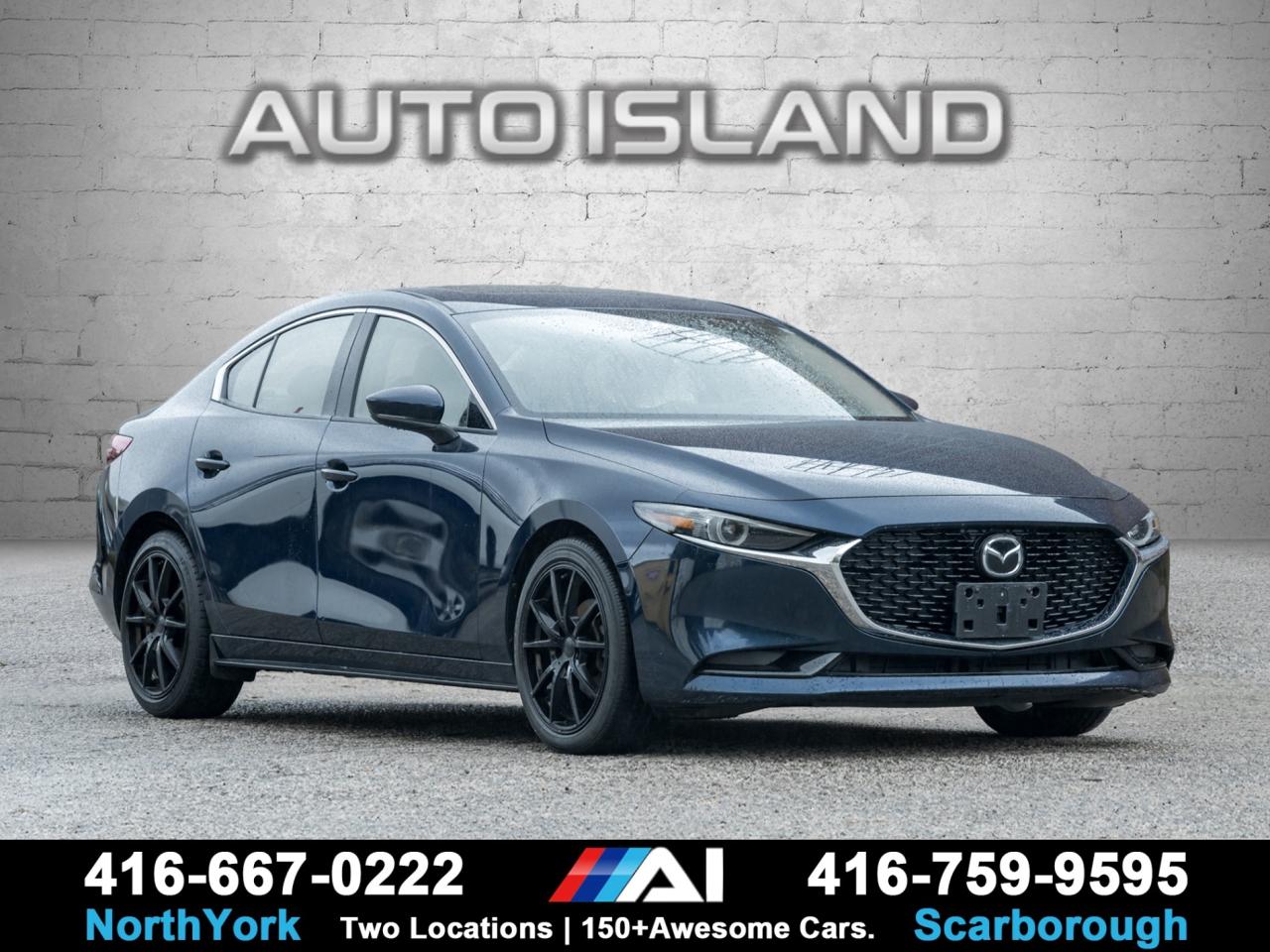 LEATHER SEATS, BOSE SOUND SYSTEM, HEAD-UP DISPLAY, ADAPTIVE CRUISE, LANE KEEP ASSIST, HEATED SEATS & STEERING WHEEL, SUNROOF, REAR CAMERA, APPLE CARPLAY/ANDROID AUTO.     Accident-free and dealer serviced since new, this 2019 Mazda3 GT with the Premium Package blends sleek design with top-tier comfort and technology. The cabin features refined leather seating, a Bose premium audio system, and a head-up display for a modern, driver-focused experience. With its heated seats and steering wheel, sunroof, and advanced safety suite including lane keep assist and adaptive cruise control, this Mazda3 offers sophistication, reliability, and driving enjoyment in equal measure.         Auto Island Inc., North York  2555 Steeles Ave. West    www.autoislandinc.com     4.7 Google Rating and over 150 vehicles in stock, with more arriving daily! We take pride in offering top-quality vehicles and exceptional service. Our full-service mechanical shop is ready for all your maintenance needs, and every vehicle is professionally detailed and inspected – buy with confidence!    Payments as low as $0 down, up to 84 months, OAC. Good credit, bad credit, new credit? No problem – everyone’s approved! Easy online credit application available . Rates starting at 6.95% OAC – please call for details.    Please note: All prices are plus applicable taxes (HST) and licensing. No hidden surprises—just great vehicles and transparent deals. Certification is available for an additional $899. Without certification, as per OMVIC regulations, the vehicle is not drivable, not E-tested, and not certified.    Proudly serving the GTA and beyond: Peel, Halton, Brampton, Toronto, Burlington, Milton, Mississauga, Hamilton, Cambridge, London, Kitchener, Guelph, Orangeville, Newmarket, Barrie, Markham, Bolton, Caledon, Vaughan, Woodbridge, Etobicoke, Oakville, and more.    We carry all makes and models, including Mercedes, BMW, Audi, Jaguar, VW, Maserati, Porsche, Land Rover, Range Rover, Chrysler, Jeep, Honda, Toyota, Lexus, Infiniti, Acura, and more.