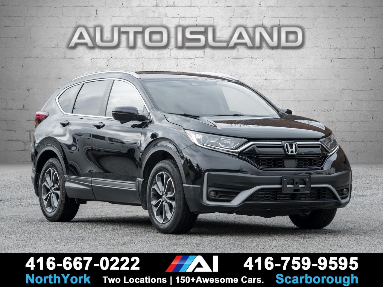 ACCIDENT FREE, DEALER SERVICED, LEATHER SEATS, SUNROOF, APPLE CARPLAY/ANDROID AUTO, HEATED SEATS & STEERING WHEEL, POWER TAILGATE, REMOTE START, ADAPTIVE CRUISE, LANE KEEP ASSIST, REAR CAMERA.    Accident-free and fully dealer serviced, this 2021 Honda CR-V EX-L AWD is a beautifully maintained SUV that blends comfort, safety, and reliability. The EX-L trim adds luxurious leather seating, a sunroof, heated seats and steering wheel, and a power tailgate for easy access. Honda Sensing safety tech keeps you confidently in control with adaptive cruise and lane-keeping assist, while Apple CarPlay/Android Auto keeps you seamlessly connected. Clean, refined, and ready for years of dependable all-weather driving.         Auto Island Inc., North York  2555 Steeles Ave. West    www.autoislandinc.com     4.7 Google Rating and over 150 vehicles in stock, with more arriving daily! We take pride in offering top-quality vehicles and exceptional service. Our full-service mechanical shop is ready for all your maintenance needs, and every vehicle is professionally detailed and inspected – buy with confidence!    Payments as low as $0 down, up to 84 months, OAC. Good credit, bad credit, new credit? No problem – everyone’s approved! Easy online credit application available . Rates starting at 6.95% OAC – please call for details.    Please note: All prices are plus applicable taxes (HST) and licensing. No hidden surprises—just great vehicles and transparent deals. Certification is available for an additional $899. Without certification, as per OMVIC regulations, the vehicle is not drivable, not E-tested, and not certified.    Proudly serving the GTA and beyond: Peel, Halton, Brampton, Toronto, Burlington, Milton, Mississauga, Hamilton, Cambridge, London, Kitchener, Guelph, Orangeville, Newmarket, Barrie, Markham, Bolton, Caledon, Vaughan, Woodbridge, Etobicoke, Oakville, and more.    We carry all makes and models, including Mercedes, BMW, Audi, Jaguar, VW, Maserati, Porsche, Land Rover, Range Rover, Chrysler, Jeep, Honda, Toyota, Lexus, Infiniti, Acura, and more.