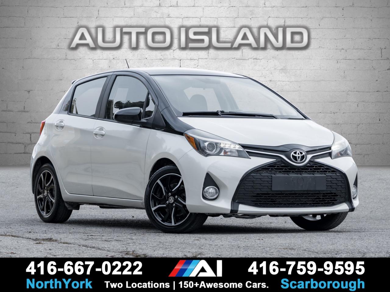 ACCIDENT FREE, DEALER SERVICED, ALLOY WHEELS, FOG LIGHTS, SPORT SEATS, TOUCHSCREEN DISPLAY, BLUETOOTH, CRUISE CONTROL, HEATED MIRRORS, KEYLESS ENTRY.    This accident-free, dealer-serviced 2016 Toyota Yaris SE Hatchback blends sporty styling with everyday practicality. The SE trim adds a distinctive look with alloy wheels, a sport-tuned suspension, and upgraded interior touches. Enjoy the convenience of a touchscreen infotainment system, Bluetooth connectivity, and power accessories throughout. Compact, efficient, and reliable, this Yaris delivers Toyota’s hallmark dependability with a fun-to-drive edge.         Auto Island Inc., North York  2555 Steeles Ave. West    www.autoislandinc.com     4.7 Google Rating and over 150 vehicles in stock, with more arriving daily! We take pride in offering top-quality vehicles and exceptional service. Our full-service mechanical shop is ready for all your maintenance needs, and every vehicle is professionally detailed and inspected – buy with confidence!    Payments as low as $0 down, up to 84 months, OAC. Good credit, bad credit, new credit? No problem – everyone’s approved! Easy online credit application available . Rates starting at 6.95% OAC – please call for details.    Please note: All prices are plus applicable taxes (HST) and licensing. No hidden surprises—just great vehicles and transparent deals. Certification is available for an additional $899. Without certification, as per OMVIC regulations, the vehicle is not drivable, not E-tested, and not certified.    Proudly serving the GTA and beyond: Peel, Halton, Brampton, Toronto, Burlington, Milton, Mississauga, Hamilton, Cambridge, London, Kitchener, Guelph, Orangeville, Newmarket, Barrie, Markham, Bolton, Caledon, Vaughan, Woodbridge, Etobicoke, Oakville, and more.    We carry all makes and models, including Mercedes, BMW, Audi, Jaguar, VW, Maserati, Porsche, Land Rover, Range Rover, Chrysler, Jeep, Honda, Toyota, Lexus, Infiniti, Acura, and more.