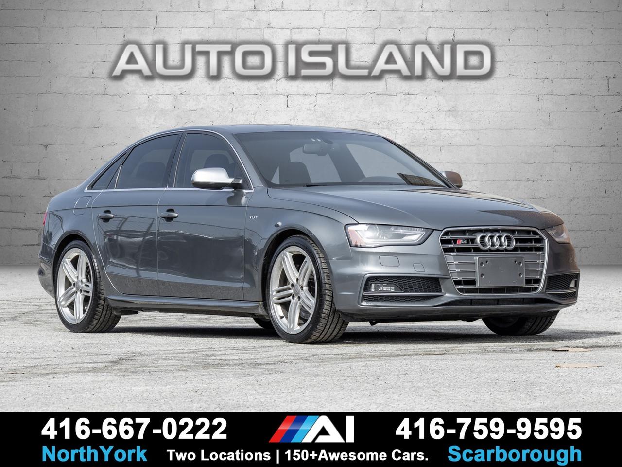 SPORT DIFFERENTIAL PACKAGE, SUPERCHARGED V6, AUDI DEALER SERVICED, NAVIGATION, BACKUP CAMERA, QUATTRO AWD, LEATHER INTERIOR, HEATED SEATS, SUNROOF, NO ACCIDENTS.    This 2013 Audi S4 Premium is a properly maintained performance sedan that delivers the kind of driving experience enthusiasts look for. Powered by the supercharged V6 and paired with Audi’s legendary Quattro all-wheel drive, it offers strong acceleration and confident handling year round. The Sport Differential Package sharpens the car even further, giving it more precise cornering and a noticeably more engaging feel on the road. Audi dealer serviced and accident free, this S4 combines performance, luxury, and careful ownership in a way that’s getting harder to find.         Auto Island Inc., North York  2555 Steeles Ave. West    www.autoislandinc.com     4.7 Google Rating and over 150 vehicles in stock, with more arriving daily! We take pride in offering top-quality vehicles and exceptional service. Our full-service mechanical shop is ready for all your maintenance needs, and every vehicle is professionally detailed and inspected – buy with confidence!    Payments as low as $0 down, up to 84 months, OAC. Good credit, bad credit, new credit? No problem – everyone’s approved! Easy online credit application available . Rates starting at 6.95% OAC – please call for details.    Please note: All prices are plus applicable taxes (HST) and licensing. No hidden surprises—just great vehicles and transparent deals. Certification is available for an additional $899. Without certification, as per OMVIC regulations, the vehicle is not drivable, not E-tested, and not certified.    Proudly serving the GTA and beyond: Peel, Halton, Brampton, Toronto, Burlington, Milton, Mississauga, Hamilton, Cambridge, London, Kitchener, Guelph, Orangeville, Newmarket, Barrie, Markham, Bolton, Caledon, Vaughan, Woodbridge, Etobicoke, Oakville, and more.    We carry all makes and models, including Mercedes, BMW, Audi, Jaguar, VW, Maserati, Porsche, Land Rover, Range Rover, Chrysler, Jeep, Honda, Toyota, Lexus, Infiniti, Acura, and more.