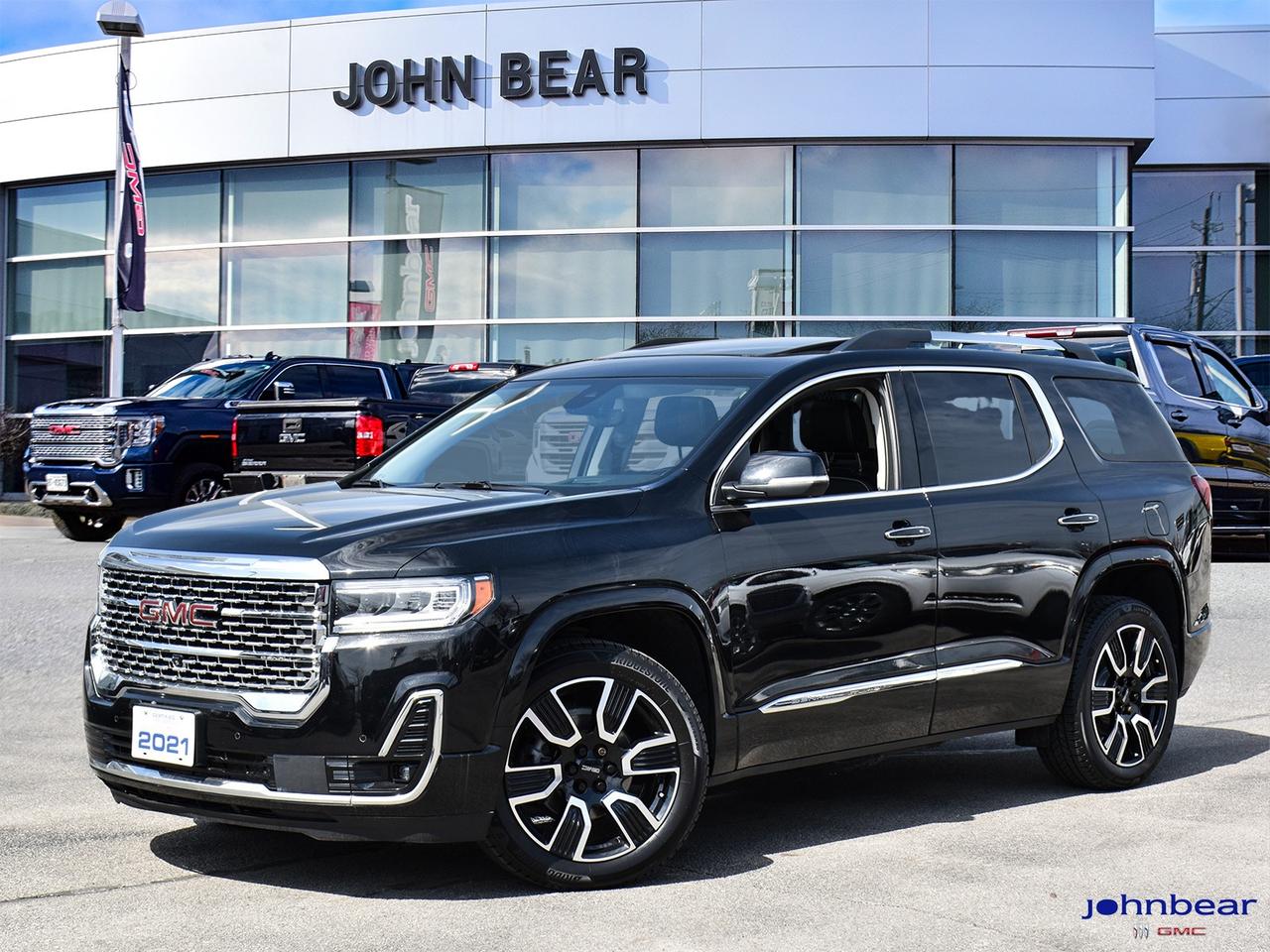2021 GMC Acadia Denali      *REMOTE START*, *LEATHER*, *PANORAMIC ROOF*, *NAVIGATION*, *BACK-UP CAMERA*, *LOCAL TRADE*, *GM FACTORY CERTIFIED*, *MOONROOF*, *MARKET VALUE PRICING*, *CLEAN CARFAX REPORT*, *LANE DEPARTURE WARNING*, AWD, Jet Black w/Perforated Leather-Appointed Seat Trim.      Recent Arrival!    3.6L V6 SIDI 9-Speed Automatic AWD      Certified. Certification Program Details: * 3.99% APR Financing on Select Models for 24mo* of PreOwned Vehicles * 3-month or 5,000 kilometres Comprehensive Limited Warranty Coverage * 24/7 Roadside Assistance * CARFAX® Vehicle History Report Sirius XM 3 months prepaid service * 150-Point Inspection * 30 Days or 2,500 kilometres exchange privilege SEE DEALER FOR ADDITIONAL DETAILS      John Bear Buick GMC offers many automotive products and services. When you visit our store, what you can expect is quality both in our selection of pre-owned vehicles and from our world-class sales team. We offer Market Based Pricing with some of the best value in the Niagara region.