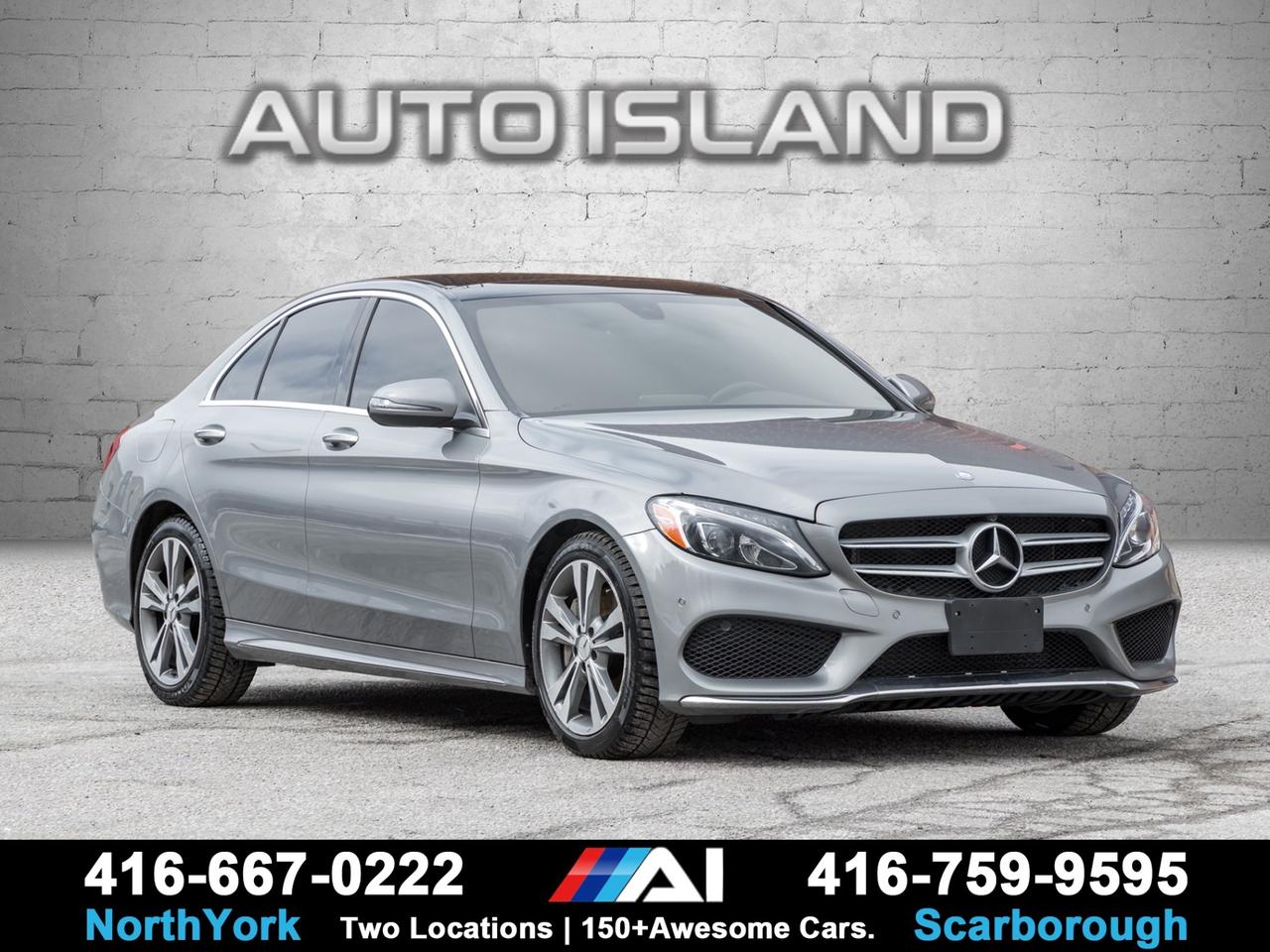 SPORT + PREMIUM + PREMIUM PLUS PACKAGES , BURMESTER SOUND, LEATHER, PANORAMIC SUNROOF, NAVIGATION, HEATED SEATS, BACKUP CAMERA, NO ACCIDENTS.    This 2016 Mercedes-Benz C300 4MATIC Sport is a beautifully equipped luxury sedan with a clean, accident-free history. With both the Premium and Premium Plus packages, it brings a full suite of upscale features including navigation, a panoramic sunroof, and advanced interior tech. The Burmester sound system delivers rich, high-quality audio, while the sport package adds a more dynamic look and feel. Smooth, refined, and confident in all conditions with 4MATIC all-wheel drive, this C300 offers the kind of comfort and driving experience you expect from Mercedes-Benz.         Auto Island Inc., North York  2555 Steeles Ave. West    www.autoislandinc.com     4.7 Google Rating and over 150 vehicles in stock, with more arriving daily! We take pride in offering top-quality vehicles and exceptional service. Our full-service mechanical shop is ready for all your maintenance needs, and every vehicle is professionally detailed and inspected – buy with confidence!    Payments as low as $0 down, up to 84 months, OAC. Good credit, bad credit, new credit? No problem – everyone’s approved! Easy online credit application available . Rates starting at 6.95% OAC – please call for details.    Please note: All prices are plus applicable taxes (HST) and licensing. No hidden surprises—just great vehicles and transparent deals. Certification is available for an additional $899. Without certification, as per OMVIC regulations, the vehicle is not drivable, not E-tested, and not certified.    Proudly serving the GTA and beyond: Peel, Halton, Brampton, Toronto, Burlington, Milton, Mississauga, Hamilton, Cambridge, London, Kitchener, Guelph, Orangeville, Newmarket, Barrie, Markham, Bolton, Caledon, Vaughan, Woodbridge, Etobicoke, Oakville, and more.    We carry all makes and models, including Mercedes, BMW, Audi, Jaguar, VW, Maserati, Porsche, Land Rover, Range Rover, Chrysler, Jeep, Honda, Toyota, Lexus, Infiniti, Acura, and more.