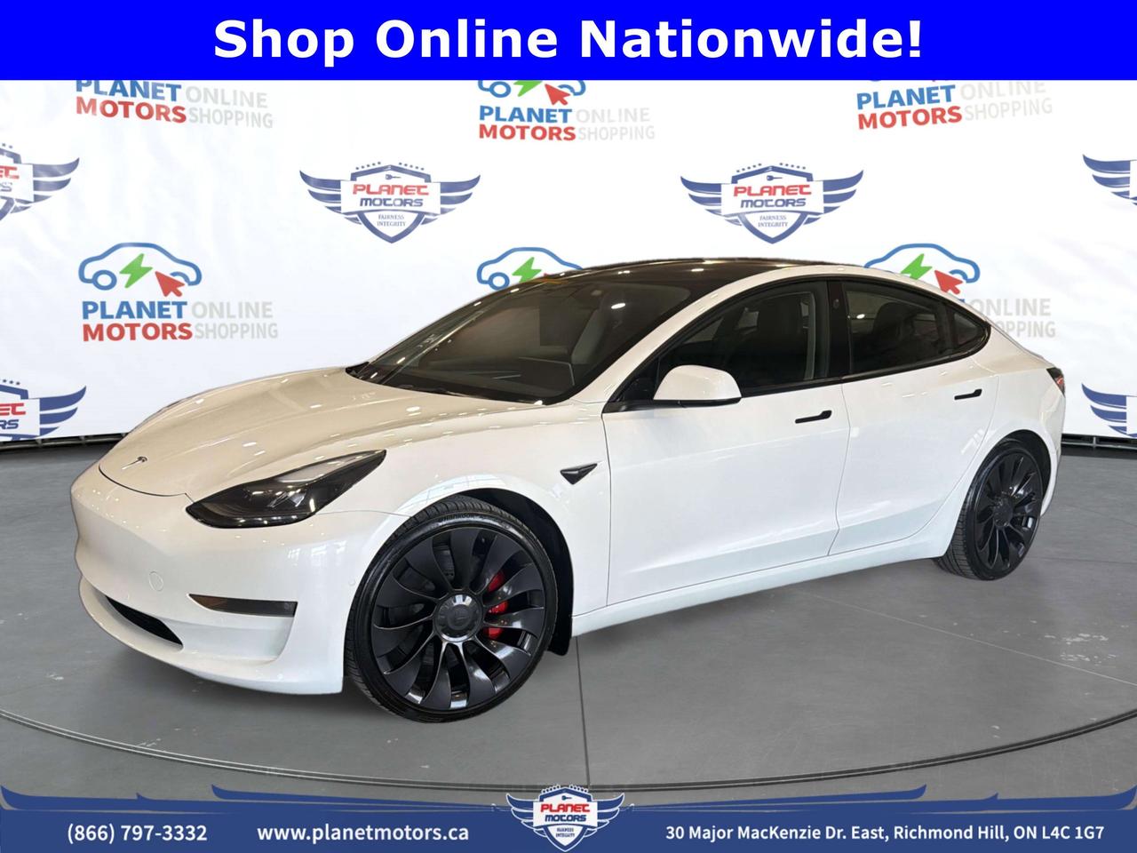 2022 Tesla Model 3 Performance -- dual-motor AWD, 91,850 km, Pearl White Multi-Coat.

Track Mode, Brembo brakes, sport suspension. Performance Model 3 well-priced based on mileage. Clean CARFAX.  QUICK FACTS

KM / Colour / Drive: 91,850 km | Pearl White Multi-Coat | All-Wheel Drive
Autopilot: Included standard | FSD-capable -- subscription required ($99/month via Tesla app)
Factory Spec Range: 507 km (EPA official rating -- 2022 Model 3 Performance)
Battery Health: Verified
Warranty: Remaining Tesla factory warranty may apply | Planet Motors EV Extended Plan available OAC
CARFAX: CLEAN -- No accidents reported | Non-smoker confirmed
Interior: Black Leather CONDITION
Planet Motors Near-New Certified -- mechanically inspected,
professionally detailed, cosmetic damage-free.


*** PLANET MOTORS DIFFERENCE - PEACE OF MIND PRICING! ***

CASH PRICE = FINANCE PRICE = THE SAME PRICE!
>>> NO HIDDEN CHARGES - NO CASH SURCHARGES! <
While 99% of dealers charge $1,000-$2,500 EXTRA for cash purchases,
at Planet Motors you pay THE SAME PRICE whether you pay cash or finance!
 WHY CHOOSE PLANET MOTORS?

* TRUE TRANSPARENT PRICING - What you see is what you pay
* NO CASH PENALTIES - Pay however you want, same price
* NO FINANCE PRESSURE - Choose whats best for YOU
* HONEST PRICING - No games, no tricks, no surprises
* PEACE OF MIND - Buy with confidence The price you see is the price you pay - PERIOD.
Cash, finance, bank draft - your choice, same great price!


VEHICLE CERTIFICATION & PRICING

CERTIFICATION STATUS:
As per OMVIC regulations, this vehicle is not certified and not drivable.
> Certification Available: $595 + HST (complete safety inspection included)
> Your Choice: Arrange your own certification at any licensed Ontario facility
 WHAT YOU SEE IS WHAT YOU PAY:
- Advertised price is the REAL PRICE (cash or finance - same!)
- Does not include HST (13%) and licensing fees
- Optional certification: $595 + HST
- Buy online or visit us at PlanetMotors.ca


> TRADE-IN YOUR VEHICLE - GET PAID IN 48 HOURS!

Our Instant Cash Offer (ICO) program:
* Fair market value - no lowball offers
* Payment in 48 hours - guaranteed
* No haggling, no pressure
* We buy your car even if youre not buying from usText 416-985-2277 or visit PlanetMotors.ca for your instant offer.

IMPORTANT INFORMATION

CASH vs FINANCE - YOUR CHOICE, SAME PRICE:
Planet Motors does not charge extra for cash purchases.
Whether you pay cash, finance, or bank draft - you pay the
advertised price. No surcharges. No exceptions. GENERAL TERMS:
- Pricing for retail customers (dealer/rental pricing may differ)
- Photos may not reflect exact specifications - verify before purchase
- Large payments ($5,000+) subject to approval for security purposes
- Financing available - competitive rates (O.A.C.)
- All information accurate at time of posting, subject to change ========================================================
Experience the Planet Motors Difference!
PlanetMotors.ca | 416-985-2277
30 Major Mackenzie Dr E, Richmond Hill, ON | OMVIC #5482807
========================================================