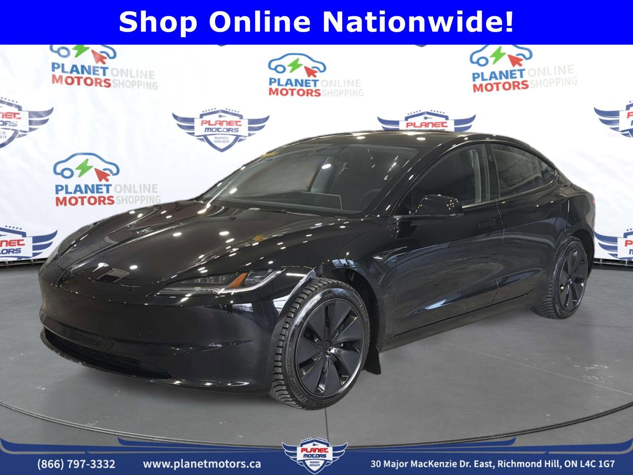 2024 Tesla Model 3 -- 45,850 km, Solid Black, non-smoker.
Highland-generation Model 3. Well-maintained mid-mileage example. Autopilot included. Clean CARFAX.  QUICK FACTS
KM / Colour / Drive: 45,850 km | Solid Black | Rear-Wheel Drive
Autopilot: Included standard | FSD-capable -- subscription required ($99/month via Tesla app)
Factory Spec Range: 438 km (EPA official rating -- 2024 Model 3 RWD Highland)
Battery Health: Verified
Warranty: Remaining Tesla factory warranty may apply | Planet Motors EV Extended Plan available OAC
CARFAX: CLEAN -- No accidents reported | Non-smoker confirmed
Interior: Black Leather CONDITION
Planet Motors Near-New Certified -- mechanically inspected,
professionally detailed, cosmetic damage-free.


*** PLANET MOTORS DIFFERENCE - PEACE OF MIND PRICING! ***

CASH PRICE = FINANCE PRICE = THE SAME PRICE!
>>> NO HIDDEN CHARGES - NO CASH SURCHARGES! <
While 99% of dealers charge $1,000-$2,500 EXTRA for cash purchases,
at Planet Motors you pay THE SAME PRICE whether you pay cash or finance!
 WHY CHOOSE PLANET MOTORS?
* TRUE TRANSPARENT PRICING - What you see is what you pay
* NO CASH PENALTIES - Pay however you want, same price
* NO FINANCE PRESSURE - Choose whats best for YOU
* HONEST PRICING - No games, no tricks, no surprises
* PEACE OF MIND - Buy with confidence
 The price you see is the price you pay - PERIOD.
Cash, finance, bank draft - your choice, same great price!
VEHICLE CERTIFICATION & PRICING

CERTIFICATION STATUS:
As per OMVIC regulations, this vehicle is not certified and not drivable.
> Certification Available: $595 + HST (complete safety inspection included)
> Your Choice: Arrange your own certification at any licensed Ontario facility
 WHAT YOU SEE IS WHAT YOU PAY:
- Advertised price is the REAL PRICE (cash or finance - same!)
- Does not include HST (13%) and licensing fees
- Optional certification: $595 + HST
- Buy online or visit us at PlanetMotors.ca

TRADE-IN YOUR VEHICLE - GET PAID IN 48 HOURS!

Our Instant Cash Offer (ICO) program:
* Fair market value - no lowball offers
* Payment in 48 hours - guaranteed
* No haggling, no pressure
* We buy your car even if youre not buying from us
 Text 416-985-2277 or visit PlanetMotors.ca for your instant offer.
IMPORTANT INFORMATION

CASH vs FINANCE - YOUR CHOICE, SAME PRICE:
Planet Motors does not charge extra for cash purchases.
Whether you pay cash, finance, or bank draft - you pay the
advertised price. No surcharges. No exceptions.
 GENERAL TERMS:
- Pricing for retail customers (dealer/rental pricing may differ)
- Photos may not reflect exact specifications - verify before purchase
- Large payments ($5,000+) subject to approval for security purposes
- Financing available - competitive rates (O.A.C.)
- All information accurate at time of posting, subject to change

Experience the Planet Motors Difference!
PlanetMotors.ca | 416-985-2277
30 Major Mackenzie Dr E, Richmond Hill, ON | OMVIC #5482807