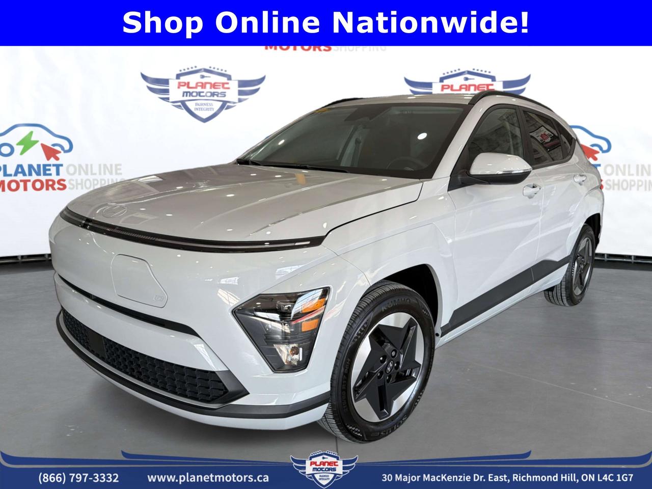 2025 Hyundai Kona Electric Preferred -- only 15,750 km, Cyber Grey, non-smoker.
New-generation Kona Electric with up to 407 km range. Compact crossover with modern EV tech. Clean CARFAX.

QUICK FACTS

KM / Colour / Drive: 15,750 km | Cyber Grey | All-Wheel Drive
Factory Spec Range: 407 km (Hyundai official rating -- 2025 Kona Electric Preferred)
Battery Health: Verified
Warranty: Factory Warranty Active-- Planet Motors EV Extended Plan available OAC
CARFAX: CLEAN -- No accidents reported | Non-smoker confirmed
Interior: Black

CONDITION
Planet Motors Near-New Certified -- mechanically inspected,
professionally detailed, cosmetic damage-free.


*** PLANET MOTORS DIFFERENCE - PEACE OF MIND PRICING! ***

CASH PRICE = FINANCE PRICE = THE SAME PRICE!
>>> NO HIDDEN CHARGES - NO CASH SURCHARGES! <
While 99% of dealers charge $1,000-$2,500 EXTRA for cash purchases,
at Planet Motors you pay THE SAME PRICE whether you pay cash or finance!

WHY CHOOSE PLANET MOTORS?
* TRUE TRANSPARENT PRICING - What you see is what you pay
* NO CASH PENALTIES - Pay however you want, same price
* NO FINANCE PRESSURE - Choose whats best for YOU
* HONEST PRICING - No games, no tricks, no surprises
* PEACE OF MIND - Buy with confidence

The price you see is the price you pay - PERIOD.
Cash, finance, bank draft - your choice, same great price!


VEHICLE CERTIFICATION & PRICING

CERTIFICATION STATUS:
As per OMVIC regulations, this vehicle is not certified and not drivable.
> Certification Available: $595 + HST (complete safety inspection included)
> Your Choice: Arrange your own certification at any licensed Ontario facility

WHAT YOU SEE IS WHAT YOU PAY:
- Advertised price is the REAL PRICE (cash or finance - same!)
- Does not include HST (13%) and licensing fees
- Optional certification: $595 + HST
- Buy online or visit us at PlanetMotors.ca


TRADE-IN YOUR VEHICLE - GET PAID IN 48 HOURS!

Our Instant Cash Offer (ICO) program:
* Fair market value - no lowball offers
* Payment in 48 hours - guaranteed
* No haggling, no pressure
* We buy your car even if youre not buying from us

Text 416-985-2277 or visit PlanetMotors.ca for your instant offer.


IMPORTANT INFORMATION

CASH vs FINANCE - YOUR CHOICE, SAME PRICE:
Planet Motors does not charge extra for cash purchases.
Whether you pay cash, finance, or bank draft - you pay the
advertised price. No surcharges. No exceptions.

GENERAL TERMS:

- Pricing for retail customers (dealer/rental pricing may differ)
- Photos may not reflect exact specifications - verify before purchase
- Large payments ($5,000+) subject to approval for security purposes
- Financing available - competitive rates (O.A.C.)
- All information accurate at time of posting, subject to change


Experience the Planet Motors Difference!
PlanetMotors.ca | 416-985-2277
30 Major Mackenzie Dr E, Richmond Hill, ON | OMVIC #5482807