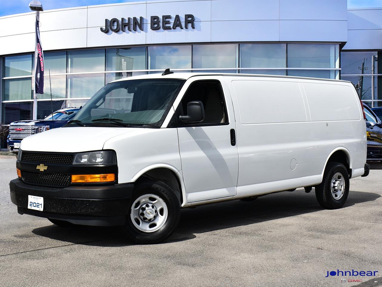 2021 Chevrolet Express 2500 Work Van Cargo      *BACK-UP CAMERA*, *LOCAL TRADE*, *GM FACTORY CERTIFIED*, *MARKET VALUE PRICING*, PREVIOUS DAILY RENTAL BALANCE OF FACTORY WARRANTY, 6.6L V8 EXT 155 WB CARGO VAN, POWER CONVENIENCE PKG., REAR DOOR GLASS, FRONT BUCKETS WITH CLOTH TRIM, 150 AMP ALTERNATOR, SWING OUT STORAGE BIN.      Recent Arrival!    Cargo 6.6L V8 6-Speed Automatic HD with Electronic Overdrive RWD      Certified. Certification Program Details: * 3.99% APR Financing on Select Models for 24mo* of PreOwned Vehicles * 3-month or 5,000 kilometres Comprehensive Limited Warranty Coverage * 24/7 Roadside Assistance * CARFAX® Vehicle History Report Sirius XM 3 months prepaid service * 150-Point Inspection * 30 Days or 2,500 kilometres exchange privilege SEE DEALER FOR ADDITIONAL DETAILS      John Bear Buick GMC offers many automotive products and services. When you visit our store, what you can expect is quality both in our selection of pre-owned vehicles and from our world-class sales team. We offer Market Based Pricing with some of the best value in the Niagara region.