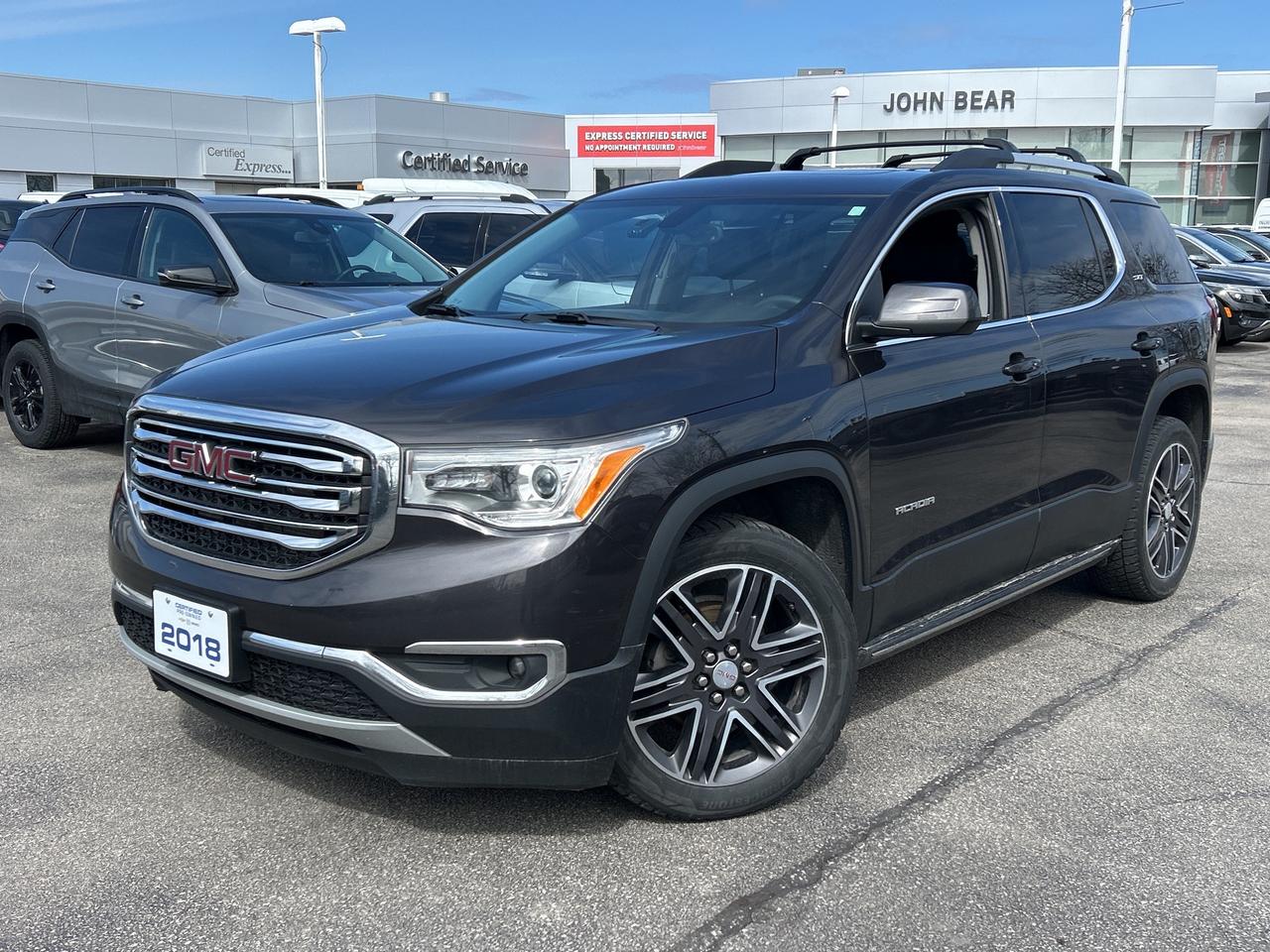 2018 GMC Acadia SLT      *REMOTE START*, *LEATHER*, *PANORAMIC ROOF*, *NAVIGATION*, *SUNROOF*, *BACK-UP CAMERA*, *NOT A RENTAL*, *LOCAL TRADE*, *GM FACTORY CERTIFIED*, *MOONROOF*, *MARKET VALUE PRICING*, *CLEAN CARFAX REPORT*, AWD, Jet Black w/Perforated Leather-Appointed Seat Trim.      Recent Arrival!    3.6L V6 SIDI DOHC VVT 6-Speed Automatic AWD      Certified. Certification Program Details: * 3.99% APR Financing on Select Models for 24mo* of PreOwned Vehicles * 3-month or 5,000 kilometres Comprehensive Limited Warranty Coverage * 24/7 Roadside Assistance * CARFAX® Vehicle History Report Sirius XM 3 months prepaid service * 150-Point Inspection * 30 Days or 2,500 kilometres exchange privilege SEE DEALER FOR ADDITIONAL DETAILS      John Bear Buick GMC offers many automotive products and services. When you visit our store, what you can expect is quality both in our selection of pre-owned vehicles and from our world-class sales team. We offer Market Based Pricing with some of the best value in the Niagara region.