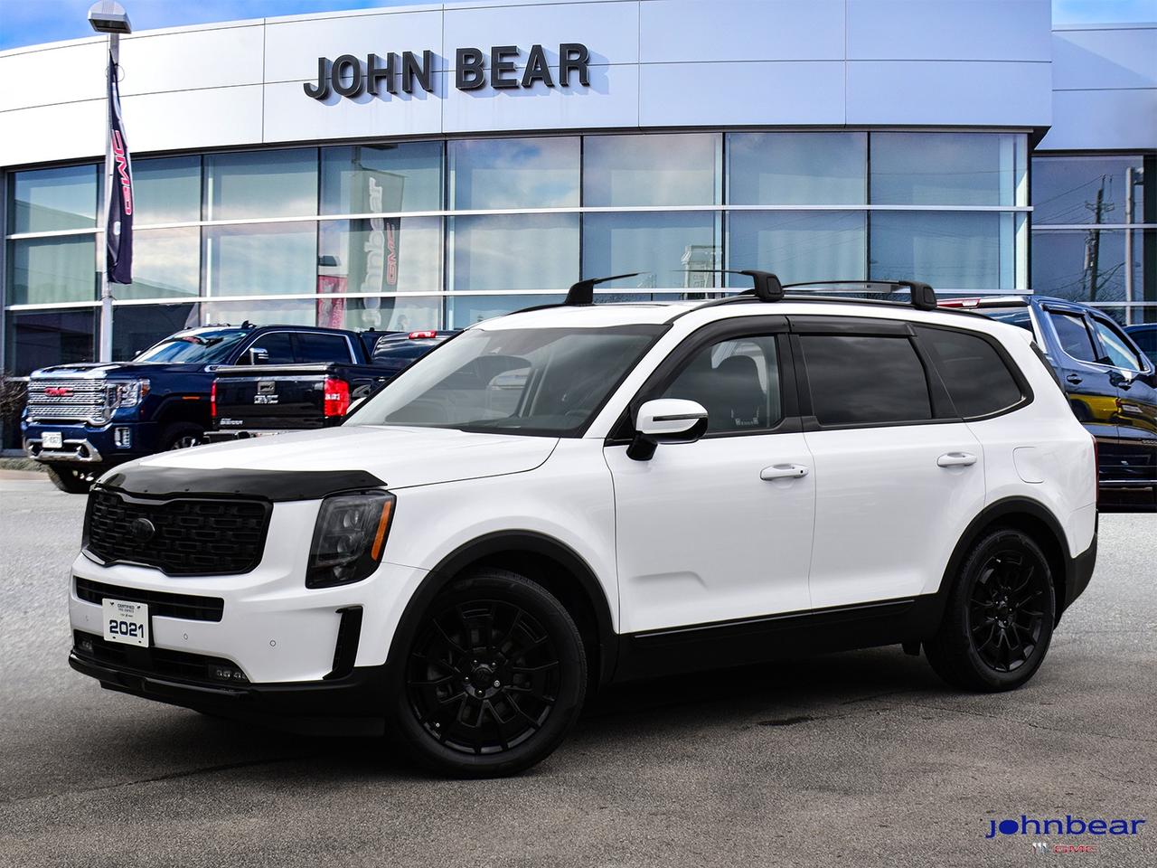 2021 Kia Telluride Nightsky      *LEATHER*, *NAVIGATION*, *SUNROOF*, *BACK-UP CAMERA*, *NOT A RENTAL*, *LOCAL TRADE*, *GM FACTORY CERTIFIED*, *MARKET VALUE PRICING*, BLACK ALLOYS, NIGHTSKY PKG., ABS brakes, Active Cruise Control, Alloy wheels, Compass, Electronic Stability Control, Front dual zone A/C, Heated door mirrors, Heated front seats, Heated rear seats, Illuminated entry, Leather Seat Trim, Low tire pressure warning, Navigation System, Power Liftgate, Power moonroof, Remote keyless entry, Traction control.      3.8L V6 8-Speed Automatic AWD      Certified. Certification Program Details: * 3.99% APR Financing on Select Models for 24mo* of Pre-Owned Vehicles * 3-month or 5,000 kilometres Comprehensive Limited Warranty Coverage * 24/7 Roadside Assistance * CARFAX® Vehicle History Report Sirius XM 3 months prepaid service * 150-Point Inspection * 30 Days or 2,500 kilometres exchange privilege SEE DEALER FOR ADDITIONAL DETAILS      John Bear Buick GMC offers many automotive products and services. When you visit our store, what you can expect is quality both in our selection of pre-owned vehicles and from our world-class sales team. We offer Market Based Pricing with some of the best value in the Niagara region.