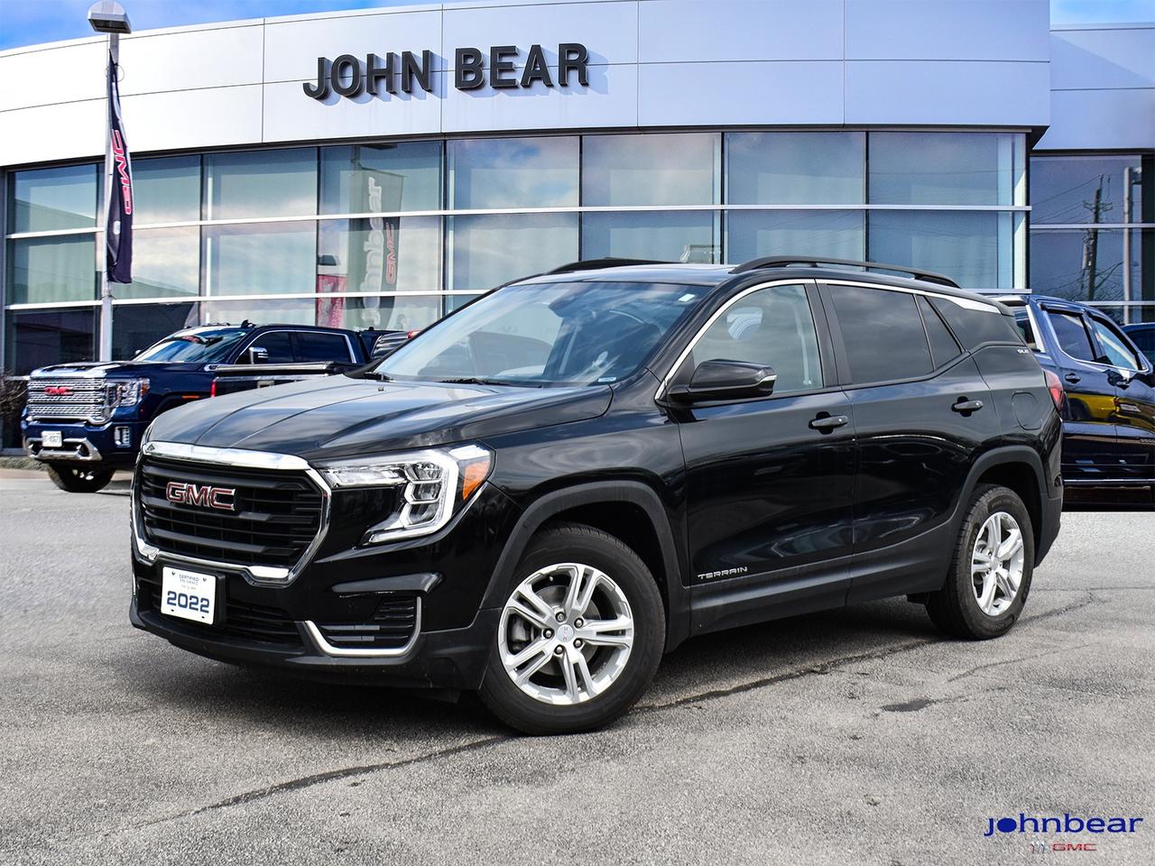 2022 GMC Terrain SLE      *REMOTE START*, *SUNROOF*, *BACK-UP CAMERA*, *NOT A RENTAL*, *LOCAL TRADE*, *GM FACTORY CERTIFIED*, *MOONROOF*, *MARKET VALUE PRICING*, *CLEAN CARFAX REPORT*, DRIVER ALERT PKG. 1, AWD, Adaptive Cruise Control, GMC Pro Safety Plus, Lane Change Alert w/Side Blind Zone Alert, Outside Heated Power-Adjustable Mirrors, Rear Cross Traffic Alert, Rear Park Assist, Safety Alert Seat.      Recent Arrival!    1.5L DOHC 9-Speed Automatic AWD      Certified. Certification Program Details: * 3.99% APR Financing on Select Models for 24mo* of PreOwned Vehicles * 3-month or 5,000 kilometres Comprehensive Limited Warranty Coverage * 24/7 Roadside Assistance * CARFAX® Vehicle History Report Sirius XM 3 months prepaid service * 150-Point Inspection * 30 Days or 2,500 kilometres exchange privilege SEE DEALER FOR ADDITIONAL DETAILS      John Bear Buick GMC offers many automotive products and services. When you visit our store, what you can expect is quality both in our selection of pre-owned vehicles and from our world-class sales team. We offer Market Based Pricing with some of the best value in the Niagara region.
