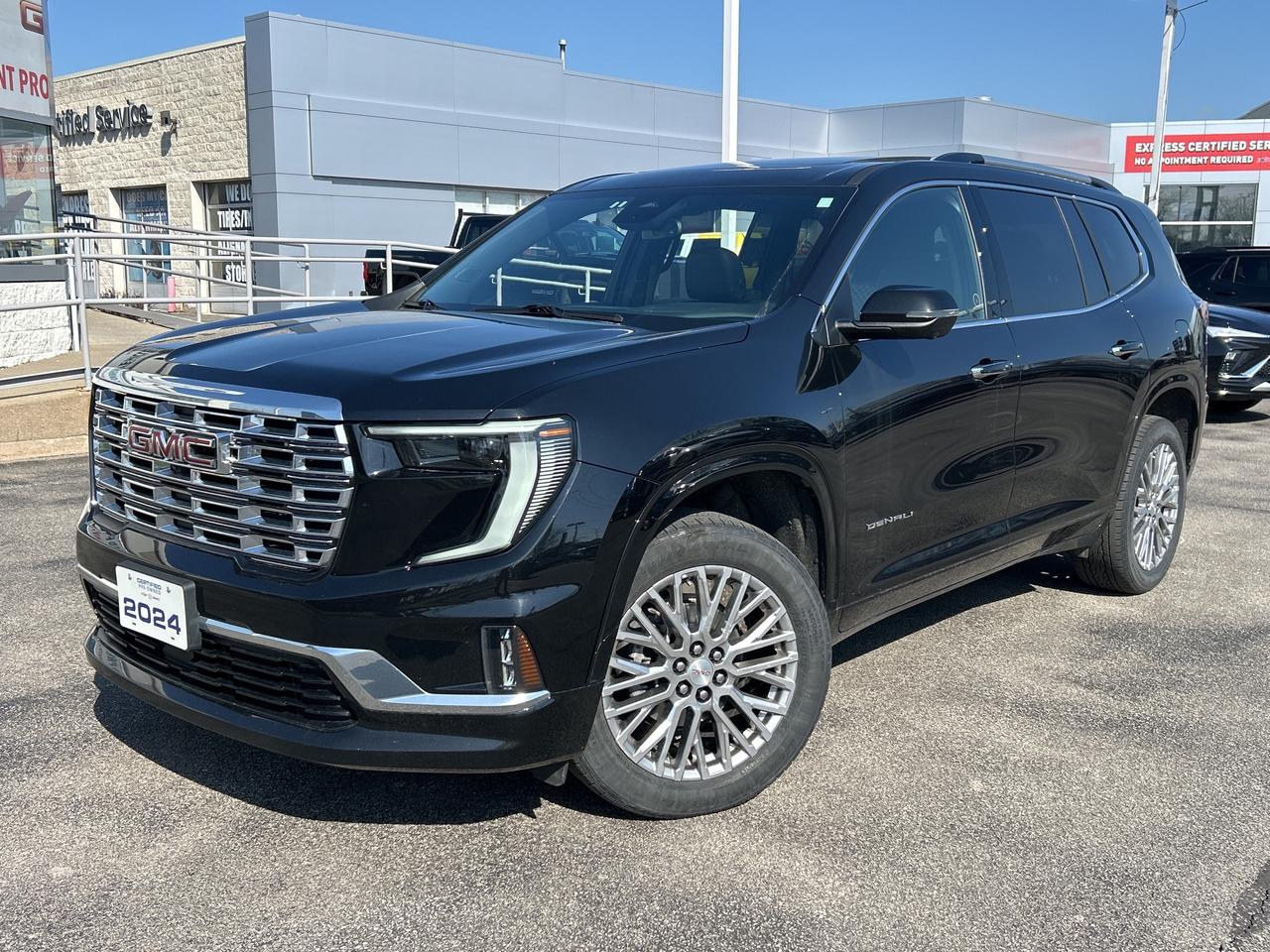 2024 GMC Acadia Denali      *REMOTE START*, *LEATHER*, *PANORAMIC ROOF*, *NAVIGATION*, *SUNROOF*, *BACK-UP CAMERA*, *LOCAL TRADE*, *GM FACTORY CERTIFIED*, *MOONROOF*, *MARKET VALUE PRICING*, *CLEAN CARFAX REPORT*, *LANE DEPARTURE WARNING*, AWD, After Dark Leather.      Recent Arrival!    2.5L DOHC 8-Speed Automatic AWD      Certified. Certification Program Details: * 3.99% APR Financing on Select Models for 24mo* of PreOwned Vehicles * 3-month or 5,000 kilometres Comprehensive Limited Warranty Coverage * 24/7 Roadside Assistance * CARFAX® Vehicle History Report Sirius XM 3 months prepaid service * 150-Point Inspection * 30 Days or 2,500 kilometres exchange privilege SEE DEALER FOR ADDITIONAL DETAILS      John Bear Buick GMC offers many automotive products and services. When you visit our store, what you can expect is quality both in our selection of pre-owned vehicles and from our world-class sales team. We offer Market Based Pricing with some of the best value in the Niagara region.