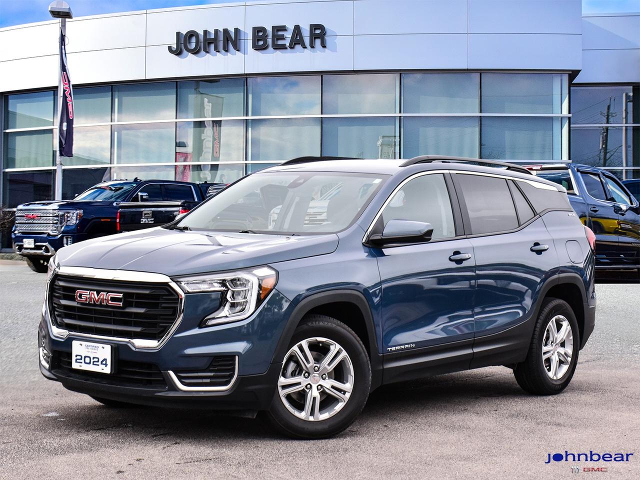 2024 GMC Terrain SLE      *REMOTE START*, *BACK-UP CAMERA*, *GM FACTORY CERTIFIED*, *MARKET VALUE PRICING*, PREVIOUS DAILY RENTAL BALANCE OF FACTORY WARRANTY, HEATED SEATS, AWD.      1.5L DOHC 9-Speed Automatic AWD      Certified. Certification Program Details: * 3.99% APR Financing on Select Models for 24mo* of PreOwned Vehicles * 3-month or 5,000 kilometres Comprehensive Limited Warranty Coverage * 24/7 Roadside Assistance * CARFAX® Vehicle History Report Sirius XM 3 months prepaid service * 150-Point Inspection * 30 Days or 2,500 kilometres exchange privilege SEE DEALER FOR ADDITIONAL DETAILS      John Bear Buick GMC offers many automotive products and services. When you visit our store, what you can expect is quality both in our selection of pre-owned vehicles and from our world-class sales team. We offer Market Based Pricing with some of the best value in the Niagara region.