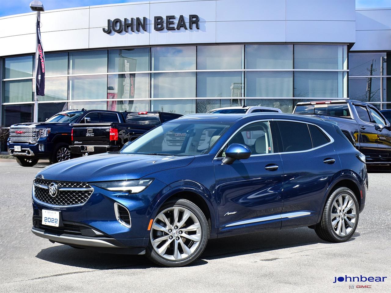 2022 Buick Envision Avenir      *REMOTE START*, *LEATHER*, *PANORAMIC ROOF*, *NAVIGATION*, *SUNROOF*, *BACK-UP CAMERA*, *NOT A RENTAL*, *GM FACTORY CERTIFIED*, *MOONROOF*, *MARKET VALUE PRICING*, *ONE OWNER*, *CLEAN CARFAX REPORT*, TECHNOLOGY PKG. 2, NAVIGATION, BUICK DRIVER CONFIDENCE PKG..    New Price!    Recent Arrival!    2.0L Turbocharged 9-Speed Automatic AWD      Certified. Certification Program Details: * 3.99% APR Financing on Select Models for 24mo* of PreOwned Vehicles * 3-month or 5,000 kilometres Comprehensive Limited Warranty Coverage * 24/7 Roadside Assistance * CARFAX® Vehicle History Report Sirius XM 3 months prepaid service * 150-Point Inspection * 30 Days or 2,500 kilometres exchange privilege SEE DEALER FOR ADDITIONAL DETAILS      John Bear Buick GMC offers many automotive products and services. When you visit our store, what you can expect is quality both in our selection of pre-owned vehicles and from our world-class sales team. We offer Market Based Pricing with some of the best value in the Niagara region.