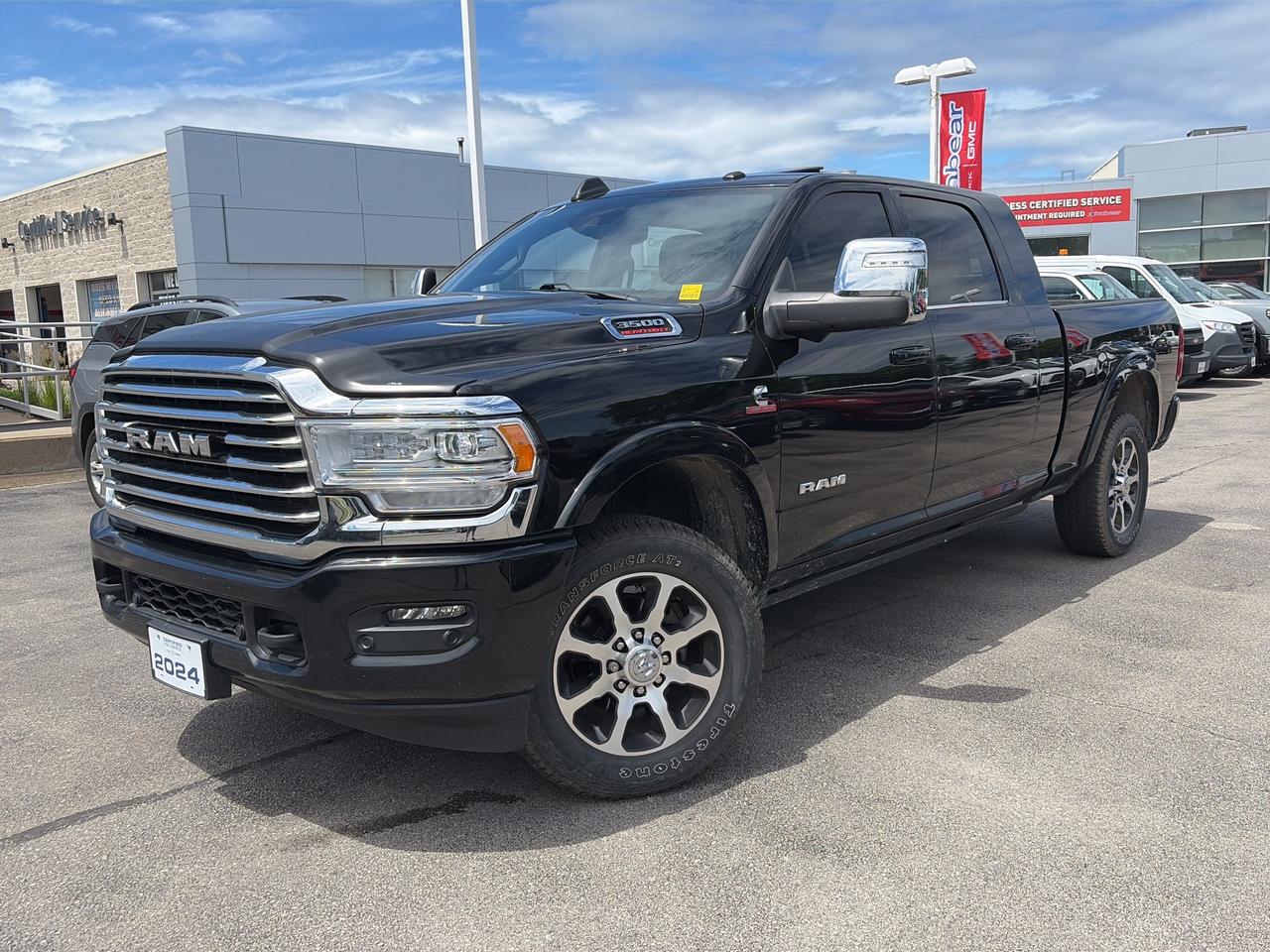 2024 Ram 3500 Limited Longhorn       REMOTE START, LEATHER, NAVIGATION, SUNROOF, BACK-UP CAMERA, GM FACTORY CERTIFIED, MARKET VALUE PRICING, CLEAN CARFAX REPORT, Centre Hub, Wheels: 20 x 8 Diamond Cut Aluminum.      Recent Arrival!    BUCKETS SAFETY GROUP 5TH WHEEL & GOOSENECK LONGHORN LEVEL 1 6.7L CUMMINS DIESEL POWER SUNROOF 20 WHEELS 6.7L Cummins I6 Turbodiesel 6-Speed Automatic 4WD      Certified. Certification Program Details: * 3.99% APR Financing on Select Models for 24mo* of PreOwned Vehicles * 3-month or 5,000 kilometres Comprehensive Limited Warranty Coverage * 24/7 Roadside Assistance * CARFAX® Vehicle History Report Sirius XM 3 months prepaid service * 150-Point Inspection * 30 Days or 2,500 kilometres exchange privilege SEE DEALER FOR ADDITIONAL DETAILS      John Bear Buick GMC offers many automotive products and services. When you visit our store, what you can expect is quality both in our selection of pre-owned vehicles and from our world-class sales team. We offer Market Based Pricing with some of the best value in the Niagara region.