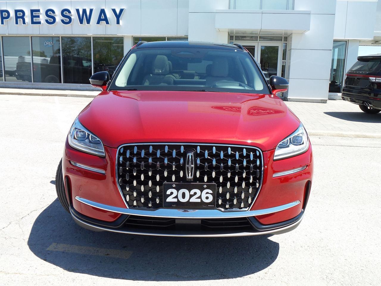 <p>Experience sophisticated driving in this stunning pre-owned 2026 Lincoln Corsair AWD, available now at Expressway Motors Ltd. Dressed in a captivating Red Carpet Metallic Tinted Clearcoat, this SUV crossover is designed to turn heads. Step inside to discover a luxurious Ebony/Medium Smoked Truffle interior crafted from premium leather, offering an environment of pure comfort and elegance. Powered by a responsive 2.0L 4-cylinder turbo engine and featuring smooth automatic transmission, this all-wheel-drive beauty is ready for any Canadian adventure, boasting a mere 4,224 kilometers on the odometer.</p><p>This Lincoln Corsair is not just about looks; its packed with features designed to elevate your daily drive. Imagine effortless navigation with the cutting-edge Heads-Up Display, projecting crucial information directly onto your windshield, keeping your eyes focused on the road ahead. The premium leather-trimmed interior ensures every touch point is a pleasure, while the inclusion of heated rear seats guarantees ultimate comfort for all passengers, no matter the weather. With its advanced all-wheel-drive system, you can drive with confidence through diverse Canadian conditions. This 2026 Lincoln Corsair offers a blend of luxury, technology, and performance that&rsquo;s simply irresistible.</p><p>Here are five of the most captivating features of this 2026 Lincoln Corsair:</p><ul><li><strong>Heads-Up Display:</strong> Experience a futuristic driving sensation with vital information projected seamlessly onto your windshield, enhancing safety and convenience.</li><li><strong>Premium Leather-Trimmed Interior:</strong> Indulge in the touch of luxury with exquisitely crafted leather upholstery throughout the cabin.</li><li><strong>Heated Rear Seats:</strong> Ensure every passenger enjoys unparalleled comfort, even on the chilliest Canadian days.</li><li><strong>All-Wheel Drive Capability:</strong> Conquer any road condition with confidence and stability, thanks to this advanced AWD system.</li><li><strong>Captivating Red Carpet Metallic Tinted Clearcoat:</strong> Make a bold statement with a rich, eye-catching exterior paint that exudes sophistication.</li></ul><p><strong><em>Powered by AutoIntelligence&trade;</em></strong></p><p>Vehicle information has been generated using artificial intelligence and is provided for informational purposes only. While efforts are made to ensure accuracy, please confirm all details directly with the dealer.</p><p class=MsoNormal style=margin: 0cm 0cm 8pt; line-height: 13.8pt; font-size: 12pt; font-family: Aptos, sans-serif;><strong><span style=font-family: Calibri, sans-serif;>Carfax history report available with every vehicle!</span></strong></p><p>&nbsp;</p><p class=MsoNormal style=margin: 0cm 0cm 8pt; line-height: 13.8pt; font-size: 12pt; font-family: Aptos, sans-serif;><em><span style=font-family: Calibri, sans-serif;>The Vehicles History is no mystery!</span></em></p><p>&nbsp;</p><p class=MsoNormal style=margin: 0cm 0cm 8pt; line-height: 13.8pt; font-size: 12pt; font-family: Aptos, sans-serif;><strong><span style=font-family: Calibri, sans-serif;>2 locations to better serve YOU! &ndash; Stratford and New Hamburg<br>New or Pre-Owned vehicles are shared between both locations &ndash; please contact Sales to confirm.</span></strong></p><p>&nbsp;</p><p class=MsoNormal style=margin: 0cm 0cm 8pt; line-height: 13.8pt; font-size: 12pt; font-family: Aptos, sans-serif;><span style=font-family: Calibri, sans-serif;>That&rsquo;s something that can be said for every used vehicle purchased at&nbsp;<strong>Expressway</strong>.</span></p><p>&nbsp;</p><p class=MsoNormal style=margin: 0cm 0cm 8pt; line-height: 13.8pt; font-size: 12pt; font-family: Aptos, sans-serif;><span style=font-family: Calibri, sans-serif;>Purchasing a used vehicle from&nbsp;<strong>Expressway&nbsp;</strong>is a decision that you will be able to make with confidence knowing that you&rsquo;re getting the most that a vehicle and dealership can offer to you.</span></p><p>&nbsp;</p><p class=MsoNormal style=margin: 0cm 0cm 8pt; line-height: 13.8pt; font-size: 12pt; font-family: Aptos, sans-serif;><span style=font-family: Calibri, sans-serif;>Used Vehicle Warranty Coverage &ndash; Expressway Motors Limited<br><br>All Expressway Certified Vehicles include the following coverage, subject to terms and conditions:</span></p><p><br><br></p><ul style=margin-bottom: 0cm; margin-top: 0cm; type=square><li class=MsoNormal style=margin: 0cm 0cm 12pt; line-height: 13.8pt; font-size: 12pt; font-family: Aptos, sans-serif;><span style=font-family: Calibri, sans-serif;>Remaining Factory Warranty:</span></li></ul><p><br><br><br></p><ul style=margin-bottom: 0cm; margin-top: 0cm; type=square><li class=MsoNormal style=margin: 0cm 0cm 8pt; line-height: 13.8pt; font-size: 12pt; font-family: Aptos, sans-serif;><span style=font-family: Calibri, sans-serif;>If the vehicle is still within the manufacture&rsquo;s original warranty period, that coverage is fully transferable and can be used at any authorized Ford dealership in Canada or the United States.</span></li></ul><p><br><br><br></p><ul style=margin-bottom: 0cm; margin-top: 0cm; type=square><li class=MsoNormal style=margin: 0cm 0cm 8pt; line-height: 13.8pt; font-size: 12pt; font-family: Aptos, sans-serif;><span style=font-family: Calibri, sans-serif;>30-Day / 500km MTO Safety Warranty: From the date of delivery, Expressway Motors Ltd offers coverage on all safety-related component failures for 30 days or 500km (whichever comes first). This includes a $0 deductible when repairs are completed at Expressway Motors Ltd. (New Hamburg or Stratford)</span></li></ul><p><br><br><br></p><ul style=margin-bottom: 0cm; margin-top: 0cm; type=square><li class=MsoNormal style=margin: 0cm 0cm 8pt; line-height: 13.8pt; font-size: 12pt; font-family: Aptos, sans-serif;><span style=font-family: Calibri, sans-serif;>6-Mon / 6,000km Powertrain PLUS Warranty: This coverage includes major components such as engine, transmission, driveline, steering and suspension. It excludes minor fluid leaks (drips and seepage). A $200 deductible applies per claim. This warranty is exclusive to Expressway Motors Ltd and all covered repairs must be completed at our New Hamburg or Stratford locations.</span></li></ul><p><br><br><br></p><ul style=margin-bottom: 0cm; margin-top: 0cm; type=square><li class=MsoNormal style=margin: 0cm 0cm 8pt; line-height: 13.8pt; font-size: 12pt; font-family: Aptos, sans-serif;><span style=font-family: Calibri, sans-serif;>*Terms are subject to change. See your Sales Consultant for details.</span></li></ul><p><br><br></p><p class=MsoNormal style=margin: 0cm 0cm 13.5pt; line-height: normal; font-size: 12pt; font-family: Aptos, sans-serif;><strong><span style=font-family: Calibri, sans-serif;>Warranty:</span></strong><span style=font-family: Calibri, sans-serif;>&nbsp;We offer best in class Extended Protection options with flexible terms that can be tailored to your needs at a price that you can afford.</span></p><p>&nbsp;</p><p class=MsoNormal style=margin: 0cm 0cm 8pt; line-height: 13.8pt; font-size: 12pt; font-family: Aptos, sans-serif;><strong><span style=font-family: Calibri, sans-serif;>Finance:</span></strong><span style=font-family: Calibri, sans-serif;>&nbsp;At Expressway we have some of the best Finance Managers in the business that work with all the Major banks and Core Lenders. The Relationships we have built will help guarantee that you get the lowest rate possible</span></p><p>&nbsp;</p><p class=MsoNormal style=margin: 0cm 0cm 8pt; line-height: 13.8pt; font-size: 12pt; font-family: Aptos, sans-serif;><span style=font-family: Calibri, sans-serif;>Check out our great selection of vehicles at Expressway in New Hamburg and Stratford Locations!</span></p><p>&nbsp;</p><p class=MsoNormal style=margin: 0cm 0cm 8pt; line-height: 13.8pt; font-size: 12pt; font-family: Aptos, sans-serif;><strong><span style=font-family: Calibri, sans-serif;>Call Expressway for your quote today!</span></strong></p><p>&nbsp;</p><p class=MsoNormal style=margin: 0cm 0cm 8pt; line-height: 13.8pt; font-size: 12pt; font-family: Aptos, sans-serif;><strong><span style=font-family: Calibri, sans-serif;>New Hamburg:</span></strong><span style=font-family: Calibri, sans-serif;>&nbsp;<a href=tel:+15196623900><span style=color: #0563c1;>519*662*3900</span></a></span></p><p>&nbsp;</p><p class=MsoNormal style=margin: 0cm 0cm 8pt; line-height: 13.8pt; font-size: 12pt; font-family: Aptos, sans-serif;><strong><span style=font-family: Calibri, sans-serif;>Stratford</span></strong><span style=font-family: Calibri, sans-serif;>:&nbsp;<a href=tel:+15192713900><span style=color: #0563c1;>519*271*3900</span></a></span></p><p>&nbsp;</p><p class=MsoNormal style=margin: 0cm 0cm 8pt; line-height: 13.8pt; font-size: 12pt; font-family: Aptos, sans-serif;><span style=font-family: Calibri, sans-serif;>or visit us online at:&nbsp;<a href=https://www.expresswayford.com/><span style=color: #0563c1;>www.expresswayford.com</span></a></span></p><p>&nbsp;</p><p class=MsoNormal style=margin: 0cm 0cm 8pt; line-height: 13.8pt; font-size: 12pt; font-family: Aptos, sans-serif;><strong><span style=font-family: Calibri, sans-serif;>**ALL REPAIRS MUST BE DONE BY EXPRESSWAY MOTORS LTD, STRATFORD OR NEW HAMBURG LOCATIONS**</span></strong></p><p>&nbsp;</p><p class=MsoNormal style=margin: 0cm 0cm 8pt; line-height: 13.8pt; font-size: 12pt; font-family: Aptos, sans-serif;><strong><span style=font-family: Calibri, sans-serif;>We pride ourselves in No Hassle, No Pressure, Honest Service. We practice full disclosure with all our used vehicles and have a Better Business Bureau A+ rating!</span></strong></p><p>&nbsp;</p><p class=MsoNormal style=margin: 0cm 0cm 8pt; line-height: 13.8pt; font-size: 12pt; font-family: Aptos, sans-serif;><span style=font-size: 8pt; font-family: Calibri, sans-serif;>**Expressway reserves the right to correct any errors and omissions that occur on this site. (Incl, but not limited to price, incl. Event price rollbacks, vehicles features & more).</span></p><p>&nbsp;</p><p class=MsoNormal style=margin: 0cm 0cm 8pt; line-height: 13.8pt; font-size: 12pt; font-family: Aptos, sans-serif;><span style=font-size: 8pt; font-family: Calibri, sans-serif;>** Expressway is a Fair Market Price Dealership pricing subject to change with current market conditions</span></p>