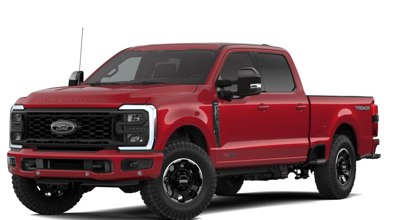 <p><strong>The 2026 Ford Super Duty F-350 LARIAT Tremor+ is built for those who demand more from their truck whether thats towing heavy loads, tackling rugged terrain, or powering a worksite.</strong> With the Tremor Off-Road Package, Lariat Ultimate and Premium packages, and a host of serious capability upgrades, this Ruby Red Metallic rig is specd out for the driver who doesnt compromise.<br><br>- Tremor Off-Road Package for enhanced off-road capability including suspension and skid plate upgrades<br>- 6.7L Power Stroke V8 Turbo Diesel paired with a heavy-duty automatic transmission and 4WD<br>- Lariat Ultimate + Premium Packages top-tier interior comfort and technology features<br>- Black Appearance Package giving this Tremor a bold, blacked-out look<br>- Pro Power Onboard 2KW onboard generator to run tools and equipment in the field<br>- 5th Wheel/Gooseneck Hitch Prep Package for serious towing versatility<br>- Ford Connectivity Pack (7-Year One-Time Purchase) keeping you connected on the job and on the road<br>- Engine Block Heater included ready for Canadian winters from day one<br><br>Ready to put this F-350 to work? Visit Merit Ford Sales to book a test drive, ask our team any questions, or get started on your purchase today in person or online.</p>