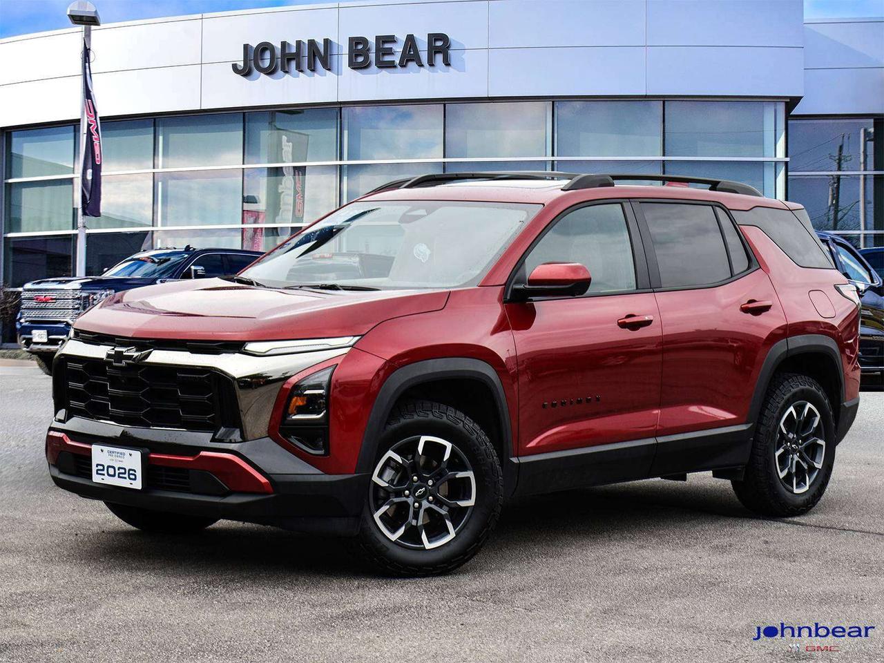 2026 Chevrolet Equinox ACTIV 3.99% FINANCING 24 MONTHS CPO CERTIFIED      REMOTE START, LEATHER, PANORAMIC ROOF, BACK-UP CAMERA, NOT A RENTAL, GM FACTORY CERTIFIED, MARKET VALUE PRICING, CLEAN CARFAX REPORT, LANE DEPARTURE WARNING, AWD.    New Price!      3.99% FINANCING 24 MONTHS CPO CERTIFIED 1.5L DOHC 8-Speed Automatic AWD      Certified. Certification Program Details: * 3.99% APR Financing on Select Models for 24mo* of Pre-Owned Vehicles * 3-month or 5,000 kilometres Comprehensive Limited Warranty Coverage * 24/7 Roadside Assistance * CARFAX® Vehicle History Report Sirius XM 3 months prepaid service * 150-Point Inspection * 30 Days or 2,500 kilometres exchange privilege SEE DEALER FOR ADDITIONAL DETAILS      John Bear Buick GMC offers many automotive products and services. When you visit our store, what you can expect is quality both in our selection of pre-owned vehicles and from our world-class sales team. We offer Market Based Pricing with some of the best value in the Niagara region.
