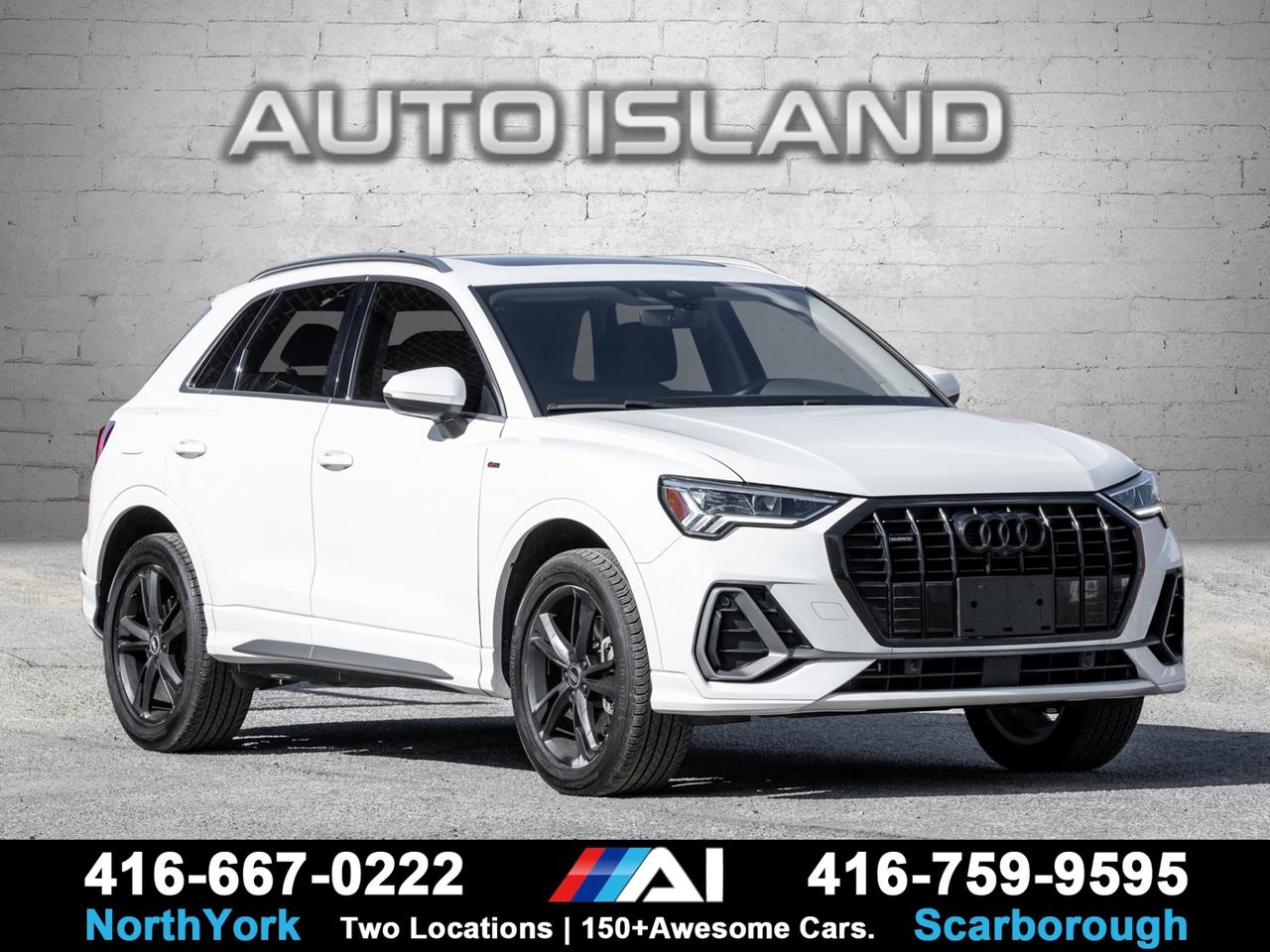 NO ACCIDENTS, TECHNIK, S LINE, QUATTRO AWD, BANG & OLUFSEN PREMIUM AUDIO, VIRTUAL COCKPIT, NAVIGATION, 360° CAMERA, PANORAMIC SUNROOF, SPORT SEATS, LEATHER, HEATED SEATS, MEMORY DRIVERS SEAT, ADAPTIVE CRUISE CONTROL. This 2021 Audi Q3 Technik S line is the highest trim level, combining Audis best technology with sporty styling and everyday practicality. The S line package gives it a more aggressive appearance and supportive sport seats, while the Technik trim adds premium features including the Virtual Cockpit, navigation, a 360° camera, and the exceptional Bang & Olufsen sound system. Inside, youll find leather seating, a panoramic sunroof, heated front seats, and a memory drivers seat, creating a refined and comfortable cabin. With Audis legendary Quattro all-wheel drive system and a smooth turbocharged engine, this Q3 delivers a confident, upscale driving experience in every season.    Auto Island Inc., North York  2555 Steeles Ave. West    www.autoislandinc.com     4.7 Google Rating and over 150 vehicles in stock, with more arriving daily! We take pride in offering top-quality vehicles and exceptional service. Our full-service mechanical shop is ready for all your maintenance needs, and every vehicle is professionally detailed and inspected – buy with confidence!    Payments as low as $0 down, up to 84 months, OAC. Good credit, bad credit, new credit? No problem – everyone’s approved! Easy online credit application available . Rates starting at 6.95% OAC – please call for details.    Please note: All prices are plus applicable taxes (HST) and licensing. No hidden surprises—just great vehicles and transparent deals. Certification is available for an additional $899. Without certification, as per OMVIC regulations, the vehicle is not drivable, not E-tested, and not certified.    Proudly serving the GTA and beyond: Peel, Halton, Brampton, Toronto, Burlington, Milton, Mississauga, Hamilton, Cambridge, London, Kitchener, Guelph, Orangeville, Newmarket, Barrie, Markham, Bolton, Caledon, Vaughan, Woodbridge, Etobicoke, Oakville, and more.    We carry all makes and models, including Mercedes, BMW, Audi, Jaguar, VW, Maserati, Porsche, Land Rover, Range Rover, Chrysler, Jeep, Honda, Toyota, Lexus, Infiniti, Acura, and more.