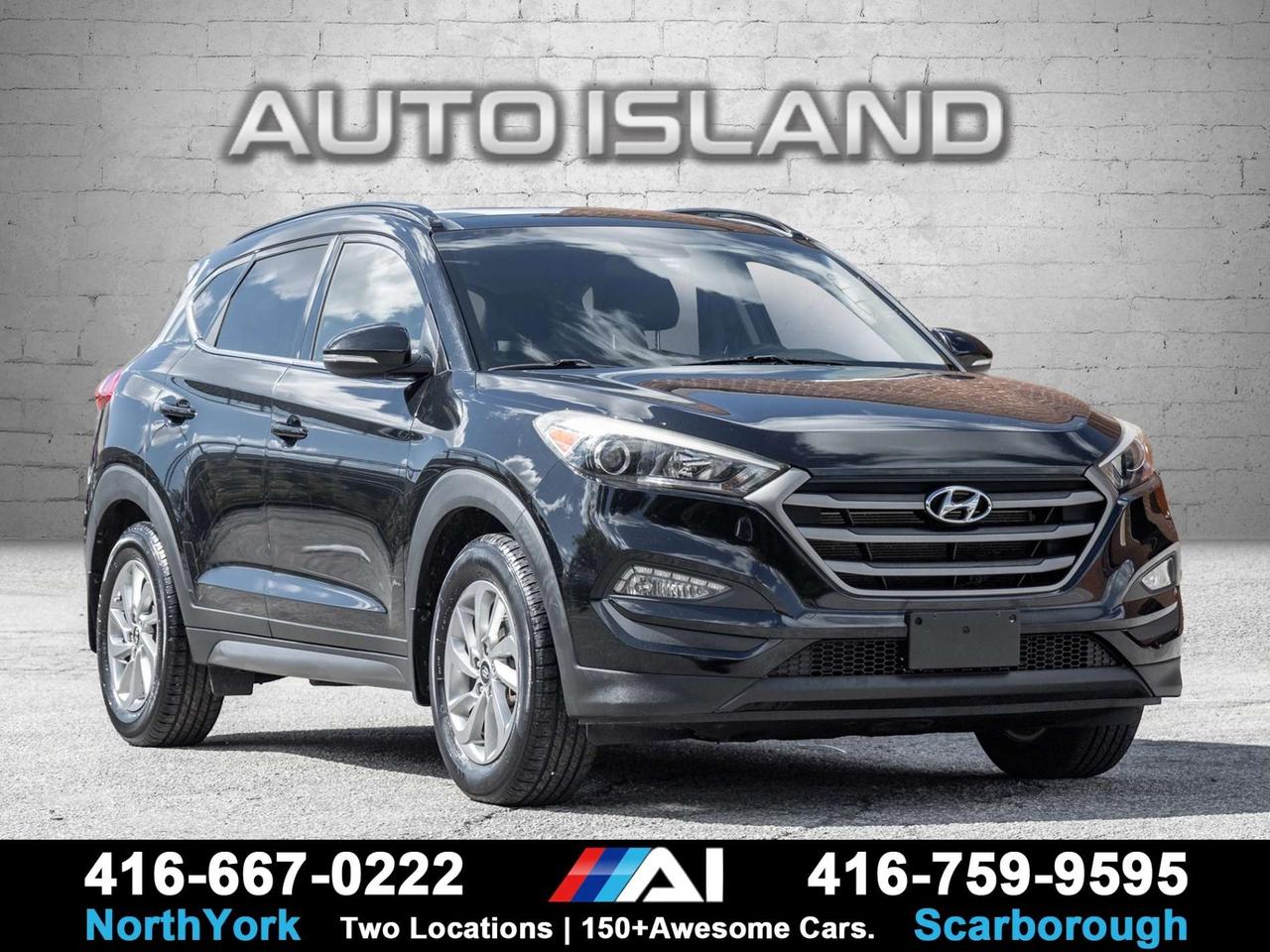 DEALER SERVICED, NO ACCIDENTS, LUXURY AWD, LEATHER, PANORAMIC SUNROOF, NAVIGATION, HEATED SEATS, HEATED STEERING WHEEL, POWER DRIVERS SEAT, BLIND SPOT MONITORING, REAR CROSS-TRAFFIC ALERT, BACKUP CAMERA, PUSH-BUTTON START, DUAL-ZONE AUTOMATIC CLIMATE CONTROL, 17 ALLOY WHEELS.<br><br>This 2016 Hyundai Tucson Luxury AWD gives you the higher-end Tucson experience with a great combination of comfort, technology, and capability. The Luxury trim steps up with leather seating, a panoramic sunroof, navigation, heated front and rear seats, a heated steering wheel, power drivers seat, and upgraded convenience features, while blind spot monitoring and rear cross-traffic alert add extra confidence on the road. With Hyundais capable AWD system and a premium, well-equipped interior, this is a Tucson that checks a lot of boxes without getting overly complicated. It has also been dealer serviced and has no accidents.<br><br>Auto Island Inc., North York<br>2555 Steeles Ave. West<br><br>www.autoislandinc.com <br><br>4.7 Google Rating and over 150 vehicles in stock, with more arriving daily! We take pride in offering top-quality vehicles and exceptional service. Our full-service mechanical shop is ready for all your maintenance needs, and every vehicle is professionally detailed and inspected  buy with confidence!<br><br>Payments as low as $0 down, up to 84 months, OAC. Good credit, bad credit, new credit? No problem  everyones approved! Easy online credit application available . Rates starting at 6.95% OAC  please call for details.<br><br>Please note: All prices are plus applicable taxes (HST) and licensing. No hidden surprisesjust great vehicles and transparent deals. Certification is available for an additional $899. Without certification, as per OMVIC regulations, the vehicle is not drivable, not E-tested, and not certified.<br><br>Proudly serving the GTA and beyond: Peel, Halton, Brampton, Toronto, Burlington, Milton, Mississauga, Hamilton, Cambridge, London, Kitchener, Guelph, Orangeville, Newmarket, Barrie, Markham, Bolton, Caledon, Vaughan, Woodbridge, Etobicoke, Oakville, and more.<br><br>We carry all makes and models, including Mercedes, BMW, Audi, Jaguar, VW, Maserati, Porsche, Land Rover, Range Rover, Chrysler, Jeep, Honda, Toyota, Lexus, Infiniti, Acura, and more.<br><br> <br><br><br><br><br><br> <br><br><br><br><br><br><br><br><br>
