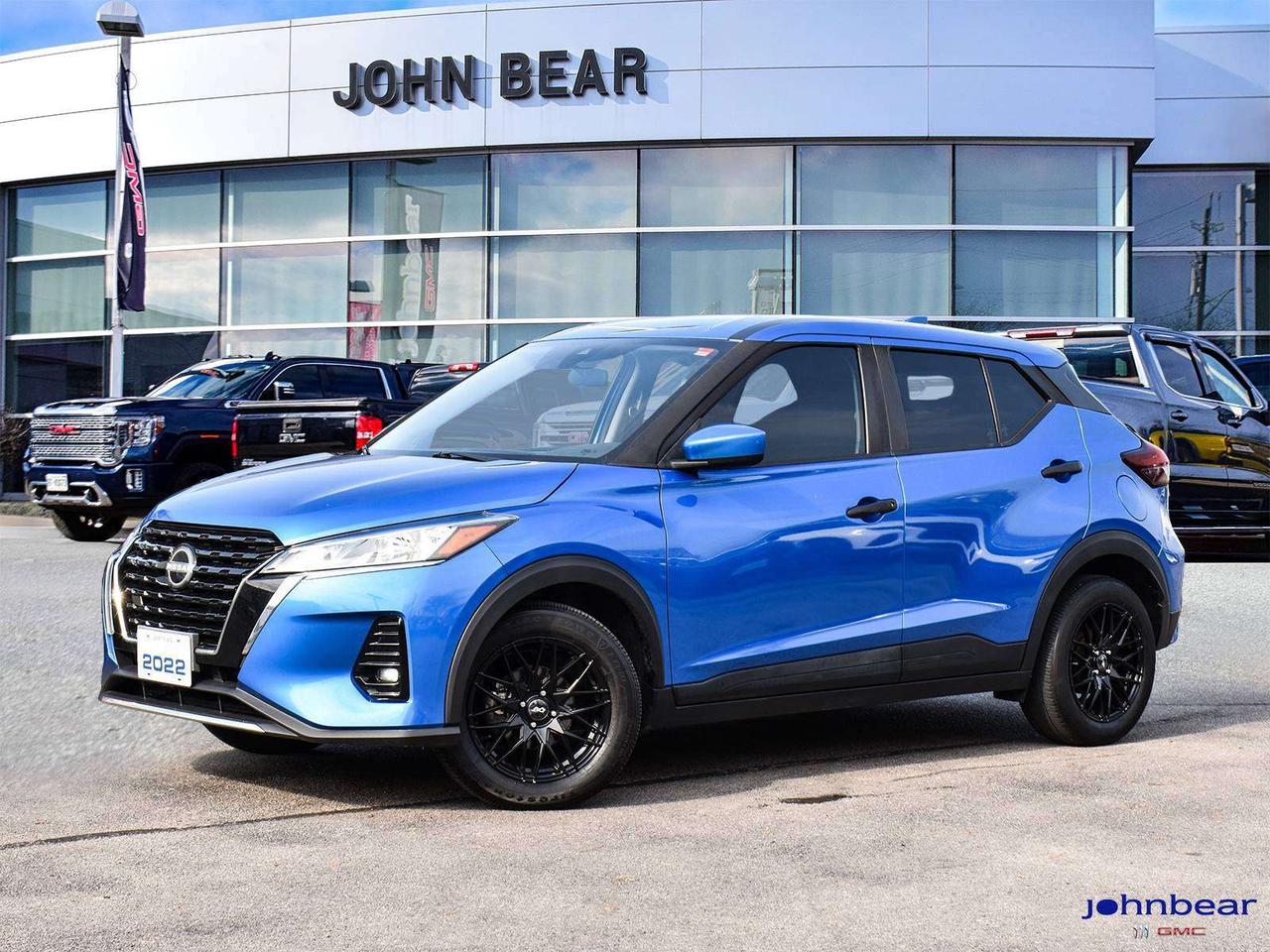2022 Nissan Kicks S<br><br><br>Recent Arrival!<br><br>1.6L 4-Cylinder DOHC 16V CVT with Xtronic FWD<br><br><br>Certified. Certification Program Details: * 4.49% APR Financing on Select Models for 24mo* of Pre‐Owned Vehicles<br>* 3-month or 5,000 kilometres Comprehensive Limited Warranty Coverage<br>* 24/7 Roadside Assistance<br>* CARFAX® Vehicle History Report Sirius XM 3 months prepaid service<br>* 150-Point Inspection<br>* 30 Days or 2,500 kilometres exchange privilege<br>SEE DEALER FOR ADDITIONAL DETAILS<br><br><br>John Bear Buick GMC offers many automotive products and services. When you visit our store, what you can expect is quality both in our selection of pre-owned vehicles and from our world-class sales team. We offer Market Based Pricing with some of the best value in the Niagara region.